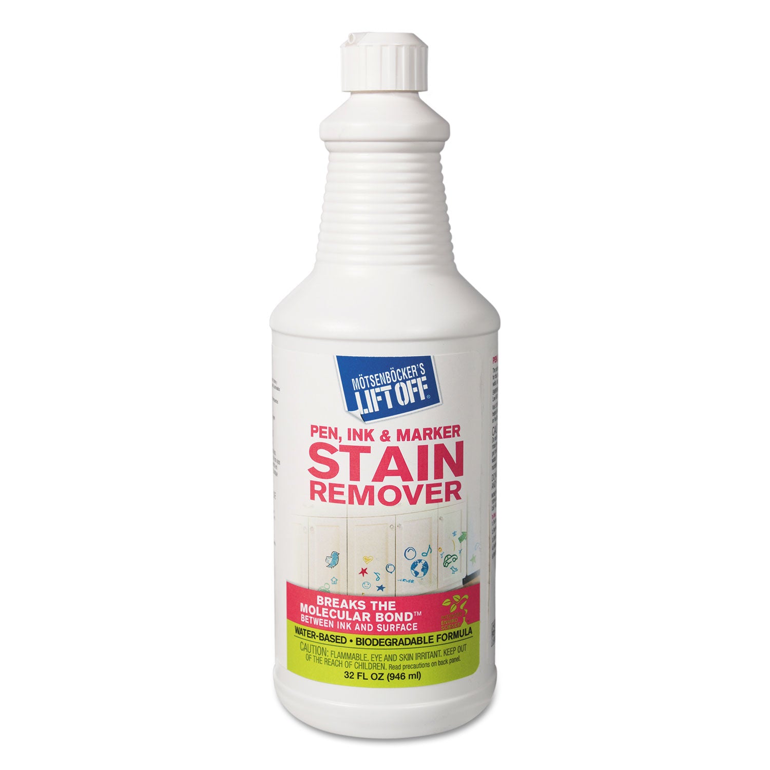 Mötsenböcker's Lift Off Pen/Ink/Marker Stain Remover - 32 fl oz (1 quart) - Environmentally Friendly, Water Based, Color Safe - White - 1 Each