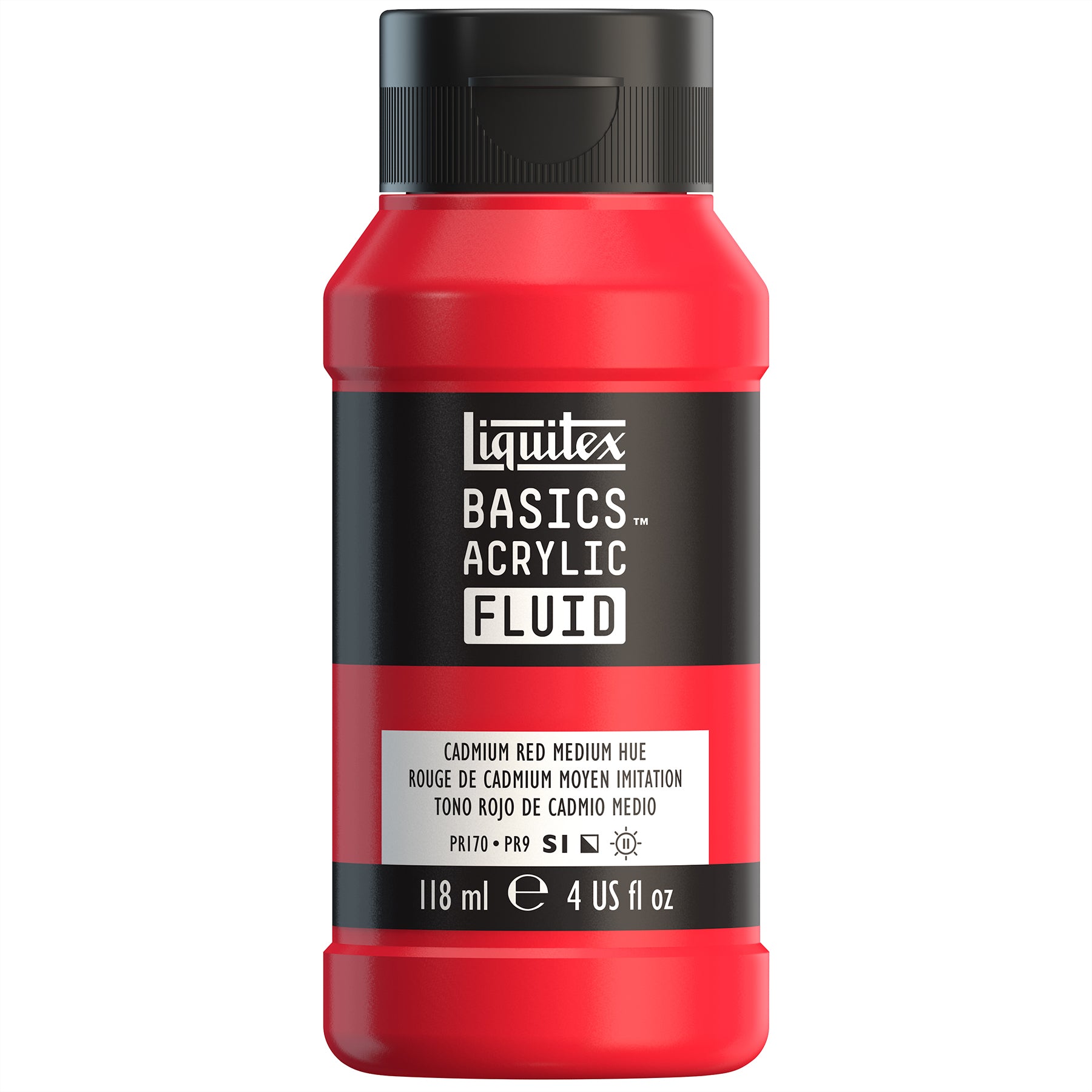 LQ BASICS Acrylic Fluid 118ml Bottle -  Cadmium Red Medium Hue