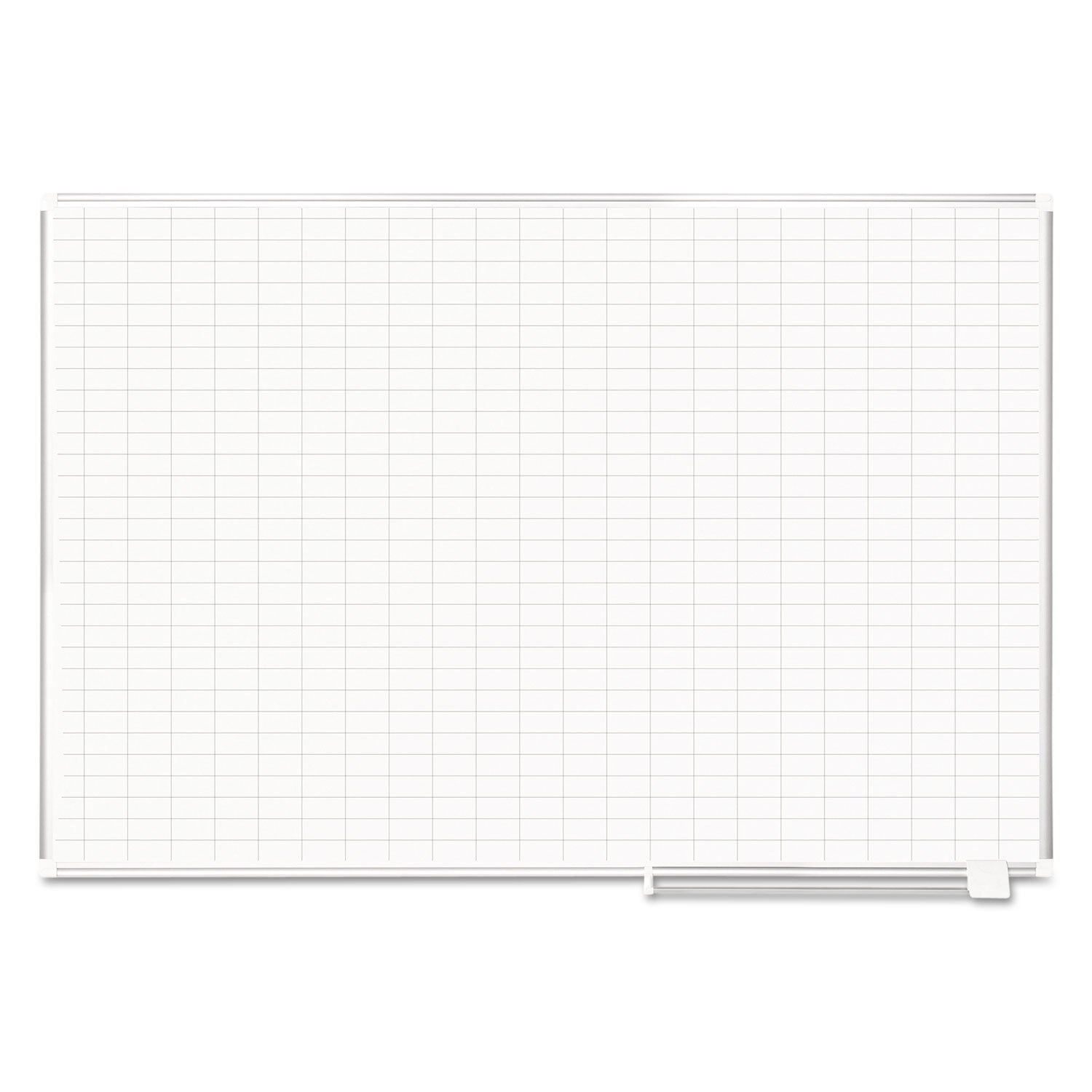 Gridded Magnetic Porcelain Dry Erase Project Planning Board, 1" x 2" Cells, 72" x 48", White Surface, Satin Aluminum Frame