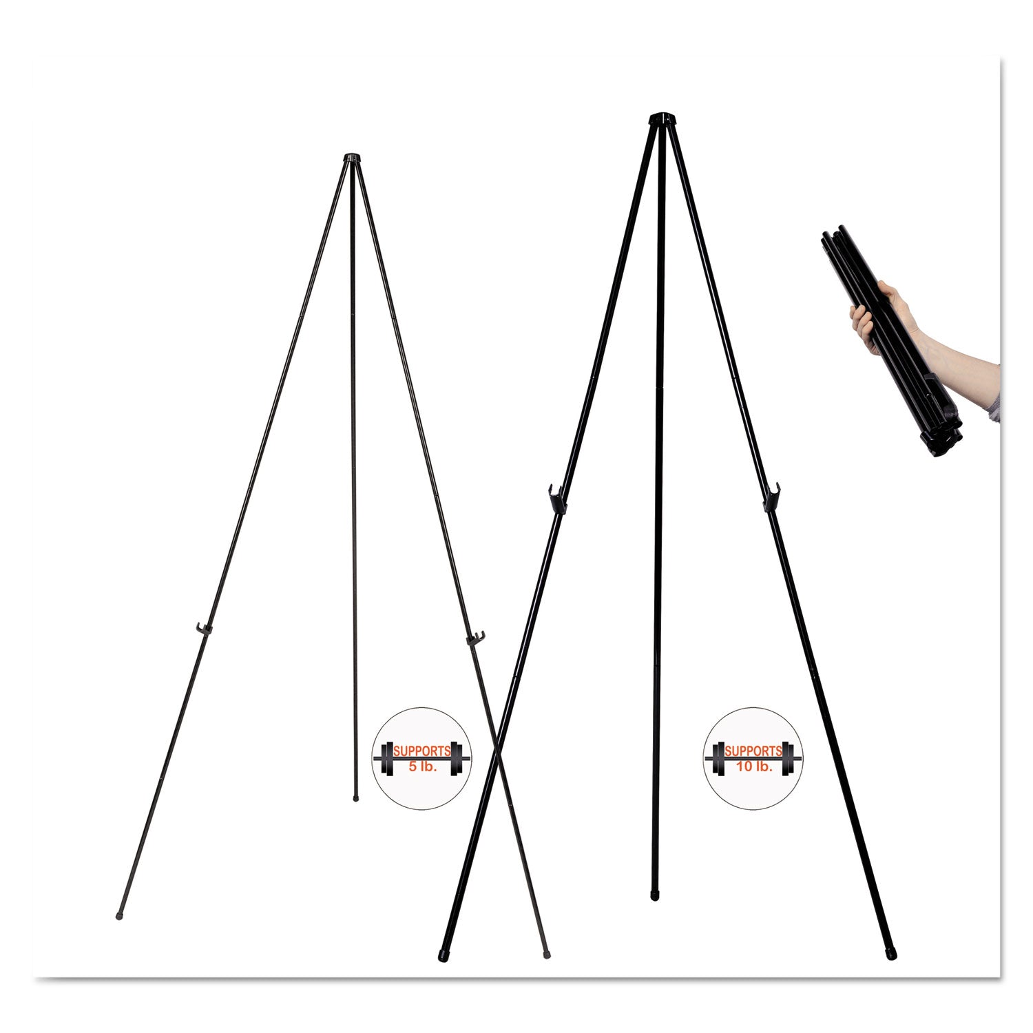 Instant Easel, 61.5" High, Black, Steel, Lightweight
