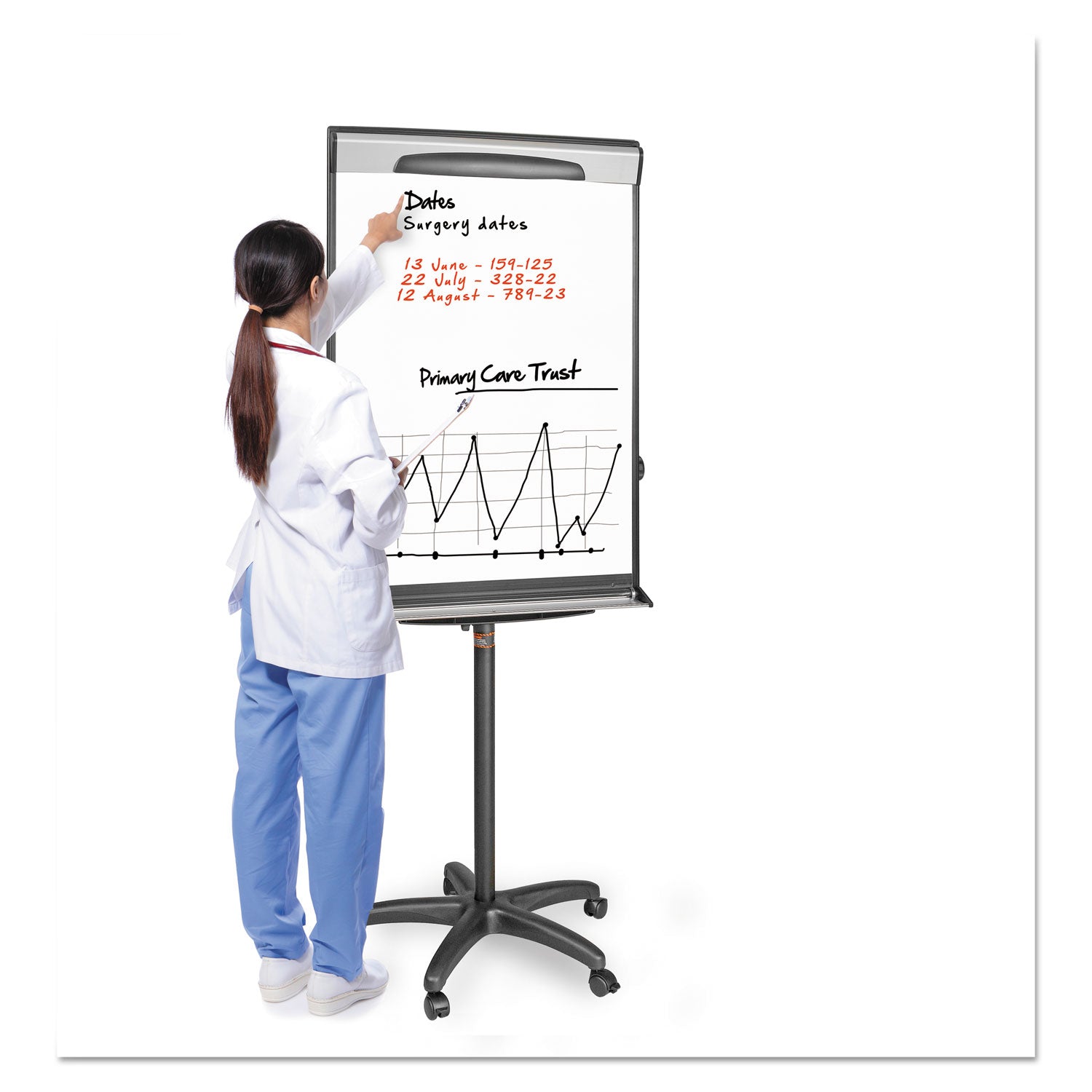 Tripod Extension Bar Magnetic Gold Ultra Dry Erase Easel, 30" x 36", White Surface, Black/Satin Aluminum Frame