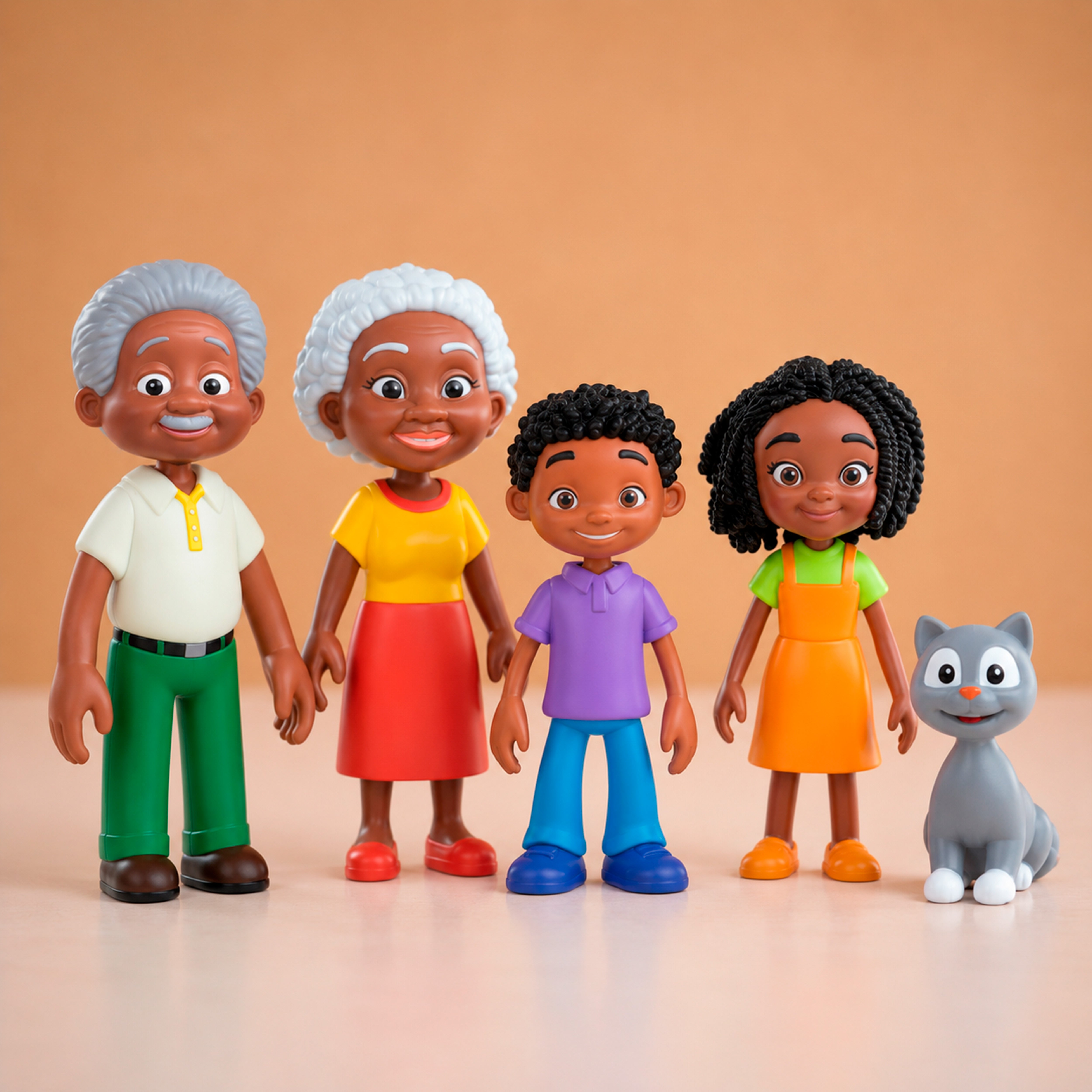 Dark-skinned family