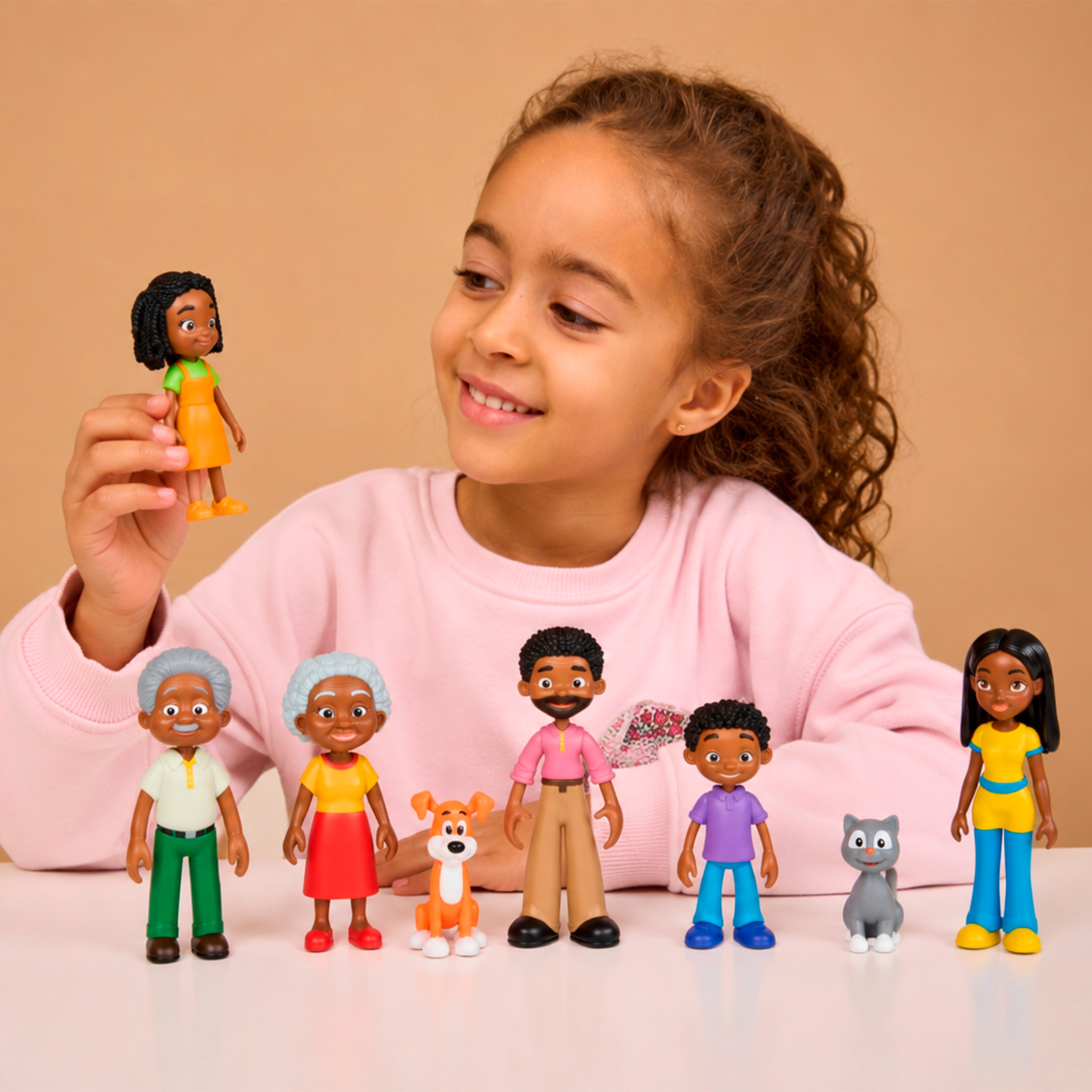 Dark-skinned family