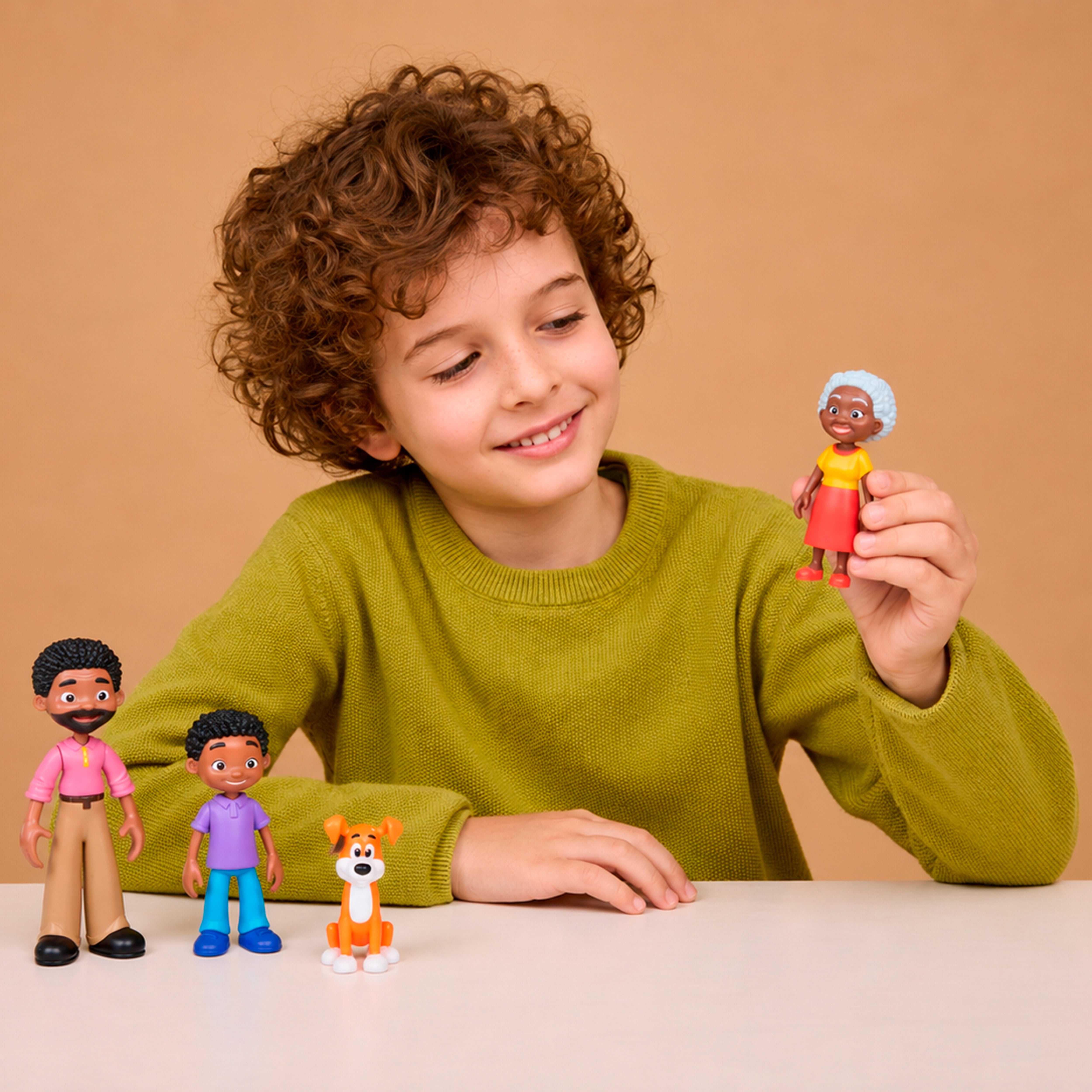 Dark-skinned family
