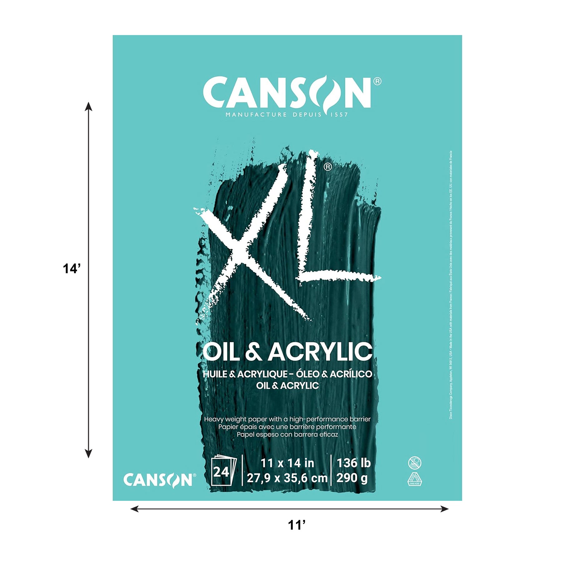XL Series Oil & Acrylic Pad, Foldover Binding, 24 Sheet, 11x14 inch, 1 Count