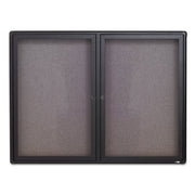 Quartet Enclosed Bulletin Board - 36" Board Height x 48" Board Width - Gray Fabric Surface - Hinged, Durable, Shatter Proof, Self-healing - Graphite Frame - 1 Each