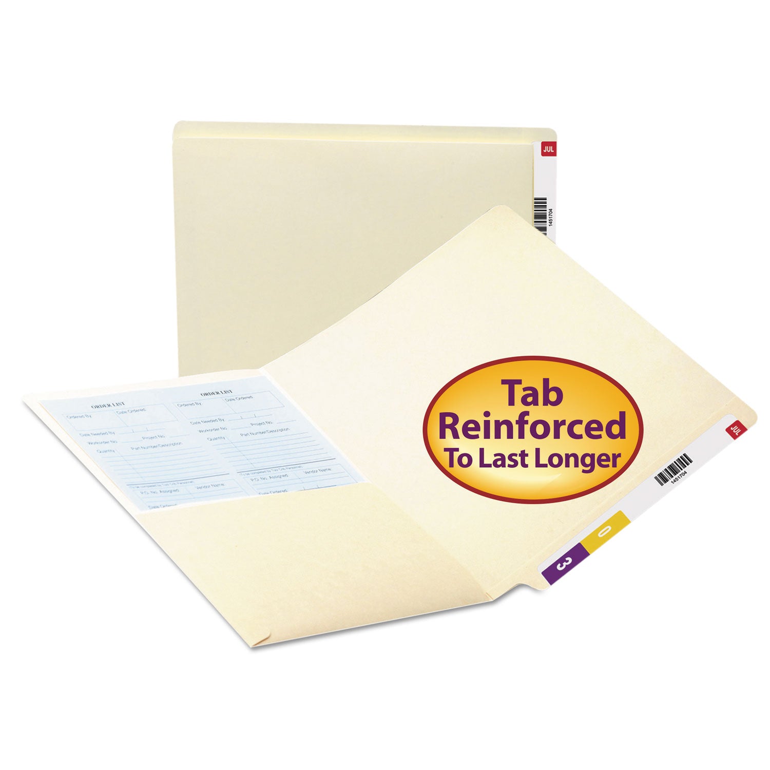 Smead Straight Tab Cut Letter Recycled File Pocket - 8 1/2" x 11" - 1 Pocket(s) - 11 pt. - 2 Plys - Manila - Heavyweight Cover, Embossed - 10% Recycled - 50 / Box