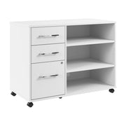 Bush Business Furniture Hustle Rolling Storage Cabinet with Drawers and Shelves in White - Assembled - 39.61" Width x 19.61" Depth x 29.96" Height