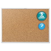Quartet Classic Series Bulletin Board - 24" Board Height x 36" Board Width - Brown Natural Cork Surface - Heavy-gauge, Self-healing, Heavy Duty - Silver Aluminum Frame - 1 Each