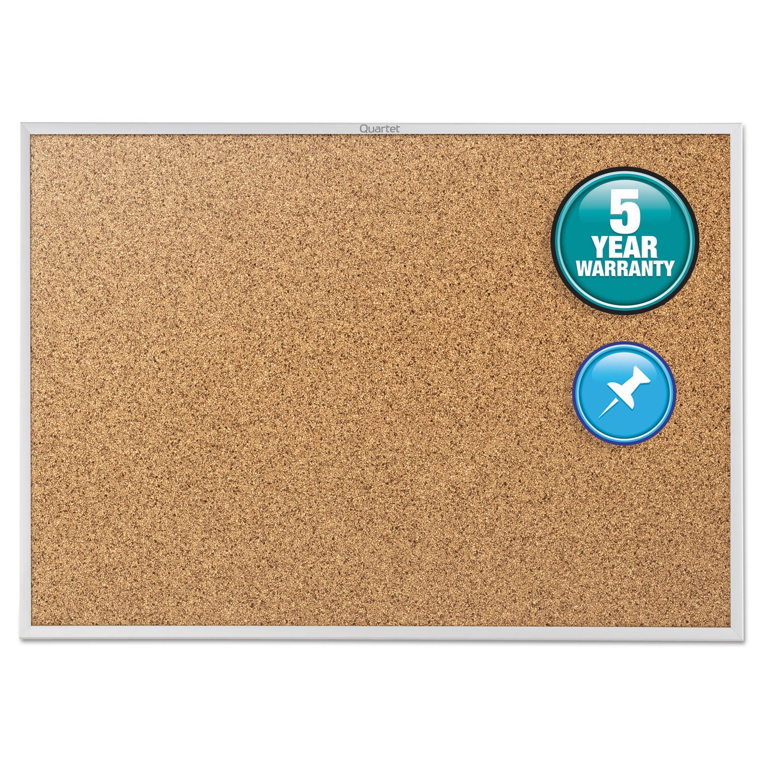 Quartet Classic Series Bulletin Board - 48" Board Height x 96" Board Width - Brown Natural Cork Surface - Heavy-gauge, Self-healing, Heavy Duty - Silver Aluminum Frame - 1 Each