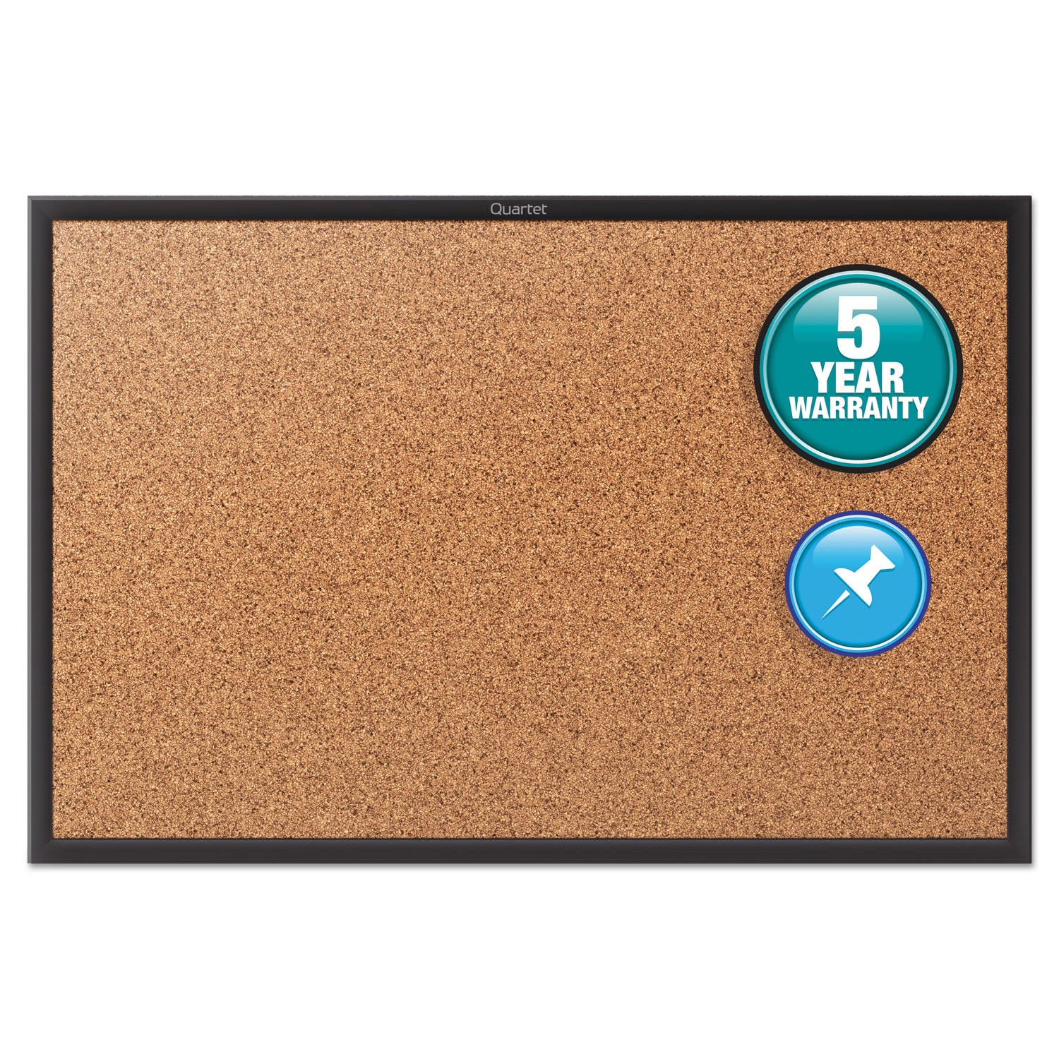 Quartet Classic Series Bulletin Board - 18" Board Height x 24" Board Width - Brown Natural Cork Surface - Self-healing, Durable, Sturdy - Black Aluminum Frame - 1 Each