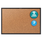 Quartet Classic Series Bulletin Board - 18" Board Height x 24" Board Width - Brown Natural Cork Surface - Self-healing, Durable, Sturdy - Black Aluminum Frame - 1 Each