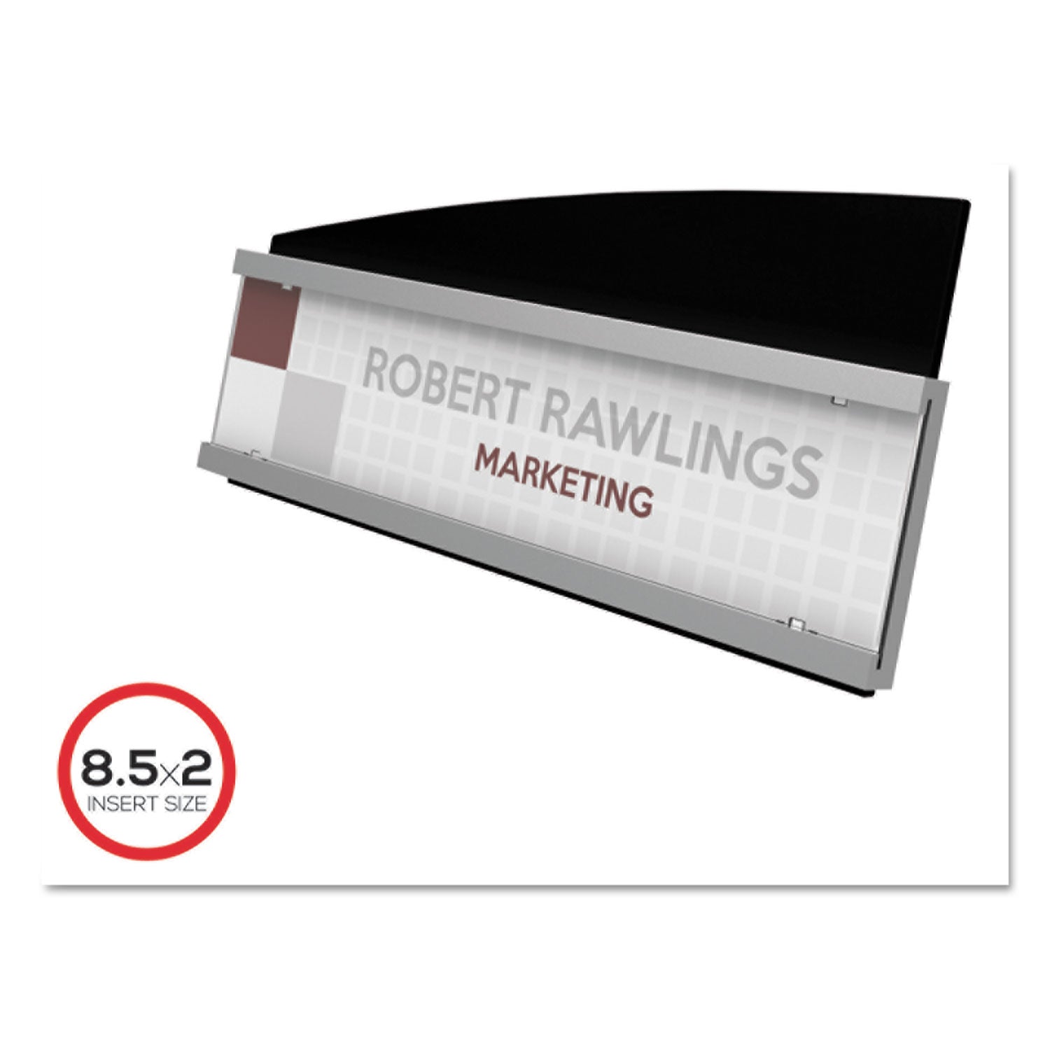Interior Image Anti-Glare Sign Holder, Landscape, 8.5 X 2 Insert, Black/silver