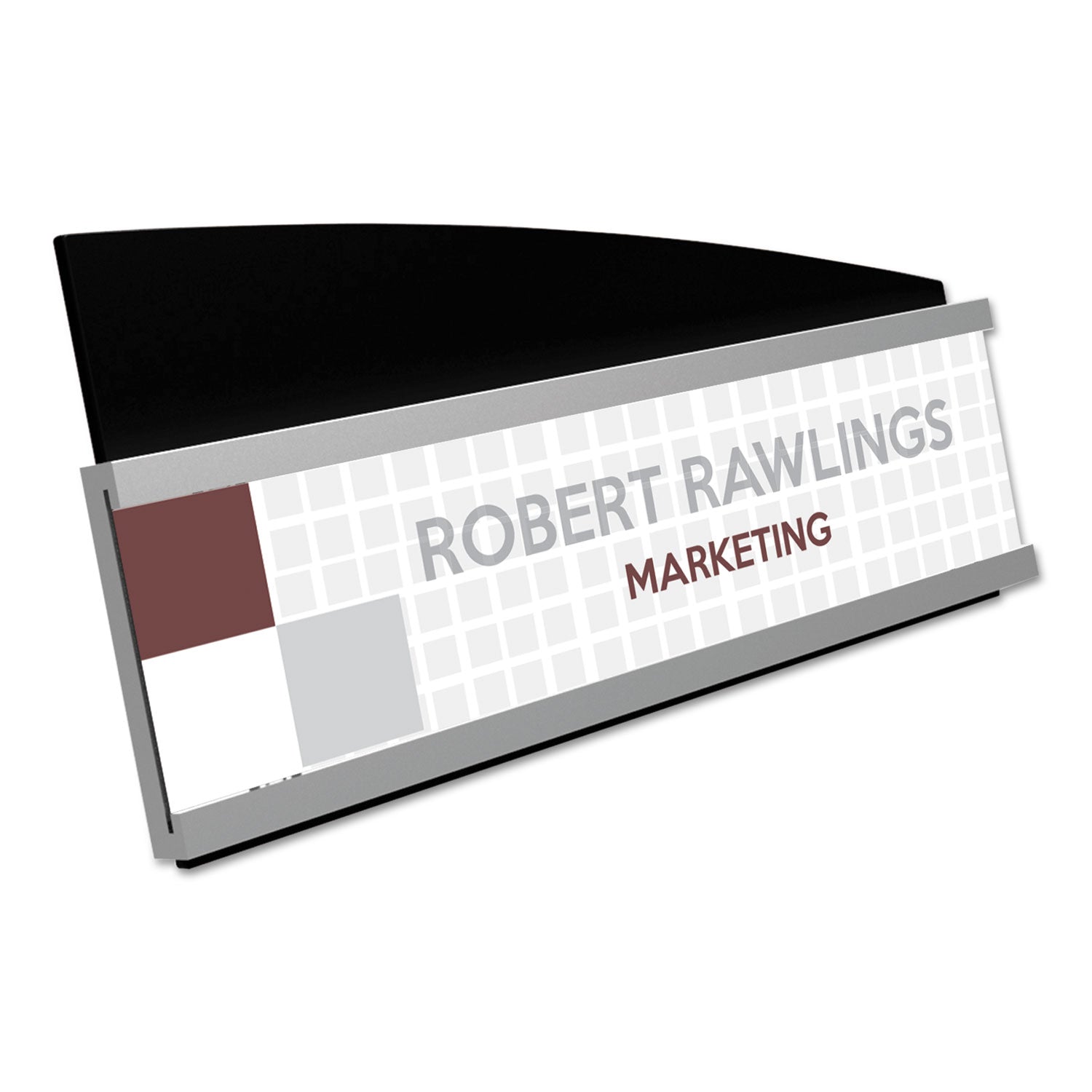 Interior Image Anti-Glare Sign Holder, Landscape, 8.5 X 2 Insert, Black/silver