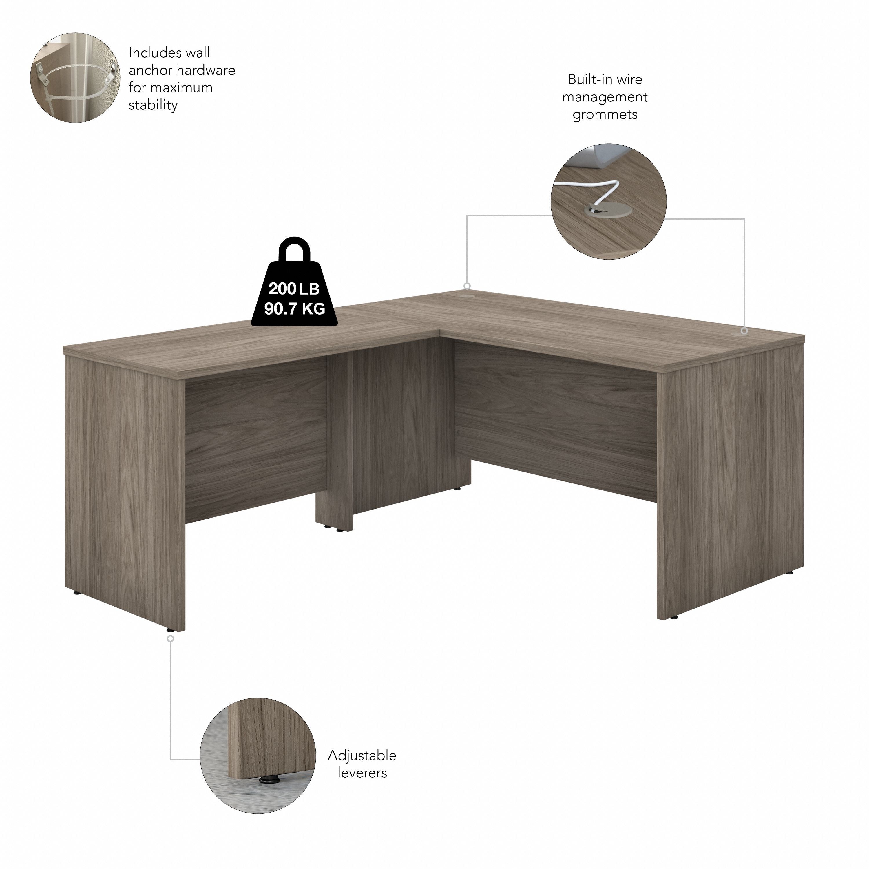Bush Business Furniture Studio C 60W x 30D L Shaped Desk with 42W Return in Modern Hickory - 59.45" Width x 71.02" Depth x 29.84" Height
