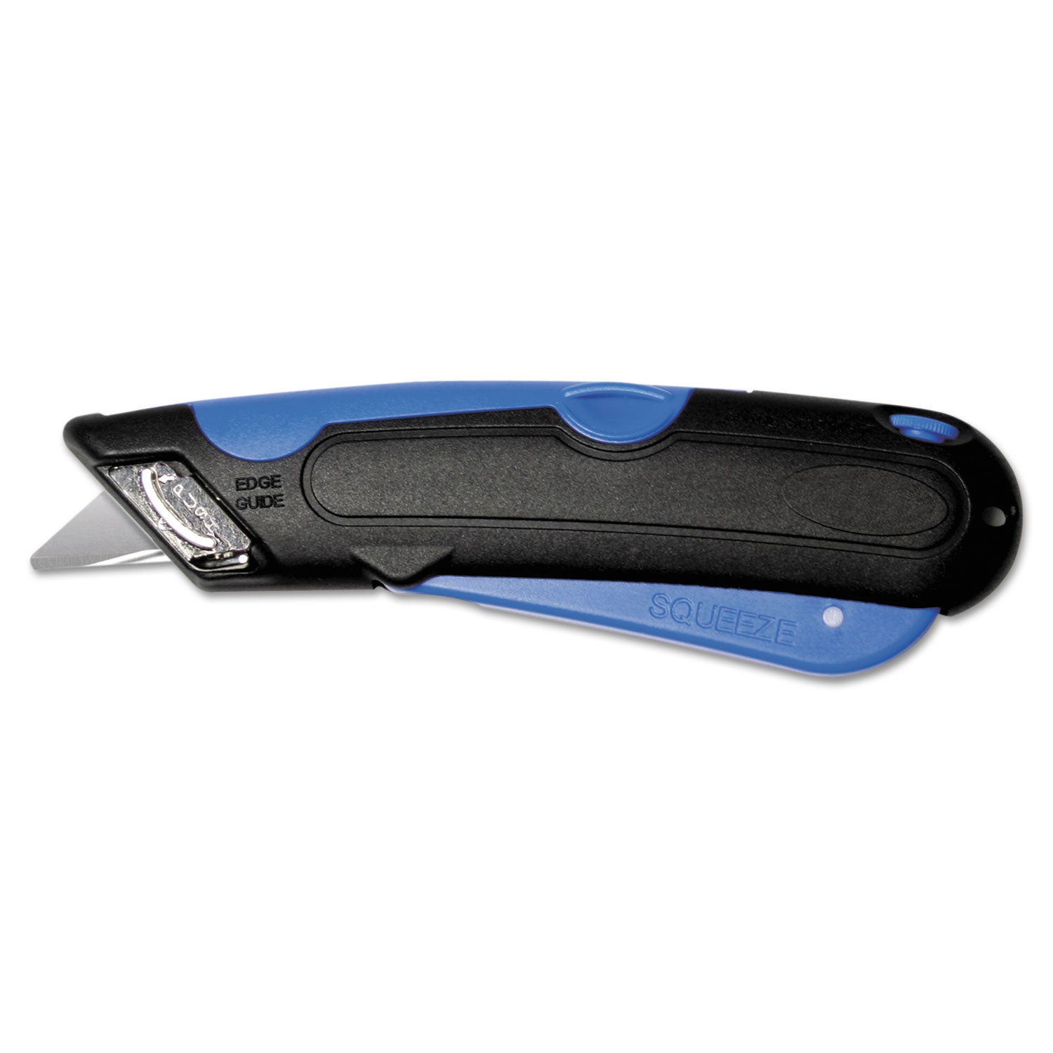 Self-retractable, Locking Blade - Stainless Steel, Plastic - Blue, Black - 1 Each