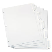 Print-on Tab(s) - 5 Tab(s)/Set - 3 Hole Punched - Self-adhesive, Removable - White Divider - Rip Proof, Reinforced Edges, Heavyweight - 1 Box