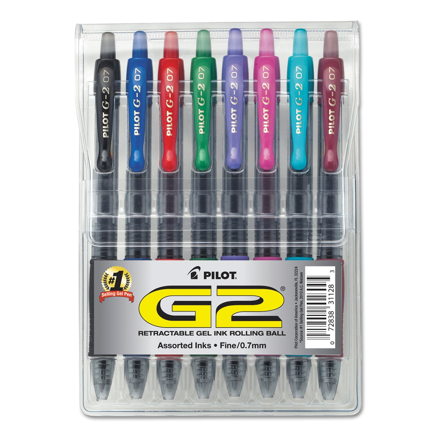G2 Premium Gel Ink Retractable Pens - 0.7 mm Fine Pen Point - Refillable - Retractable - Assorted Ink - Gel-based - 8 / Pack