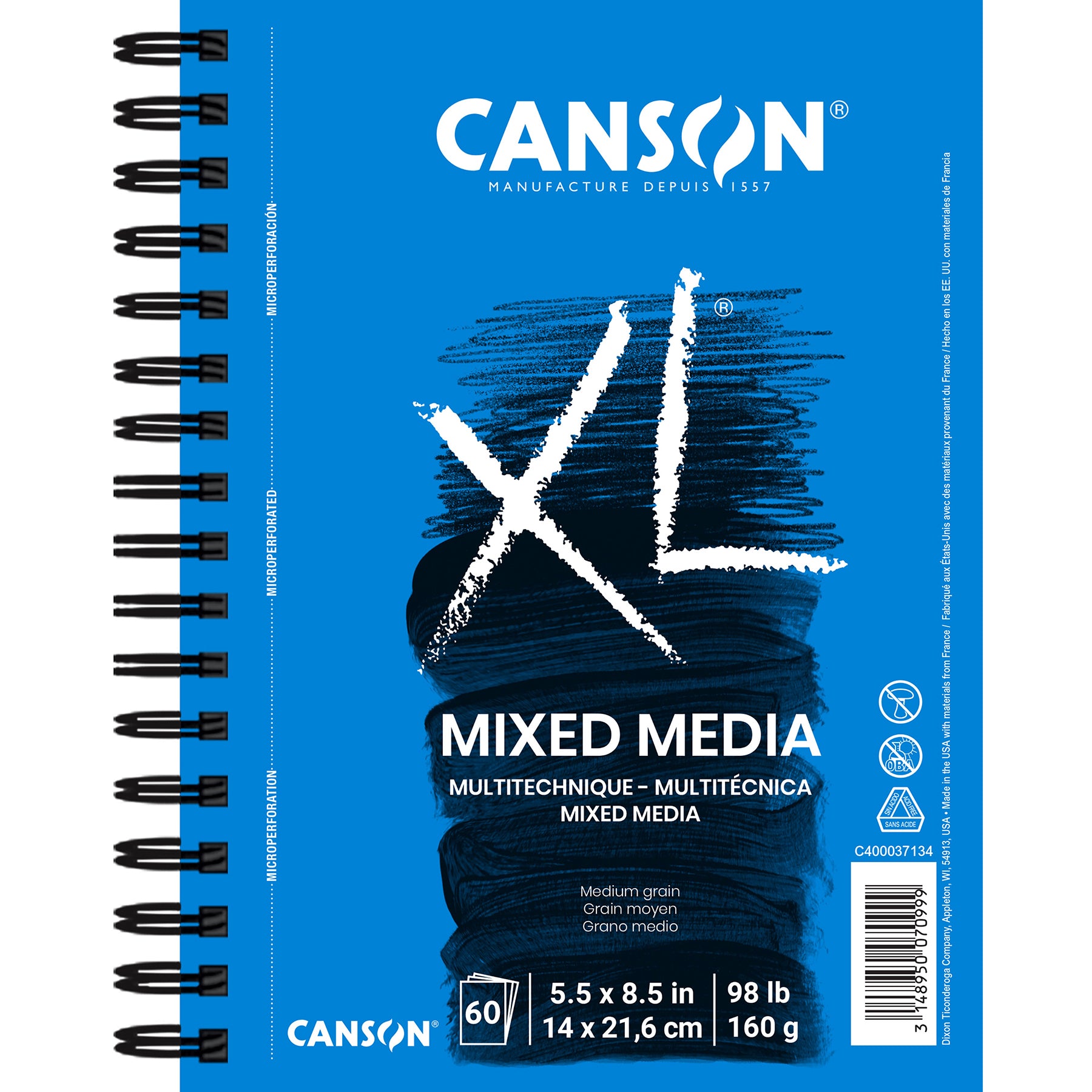 XL Series Mixed Media Pad, Side Wire Binding, 60 Sheet, 5.5x8.5 inch, 1 Count