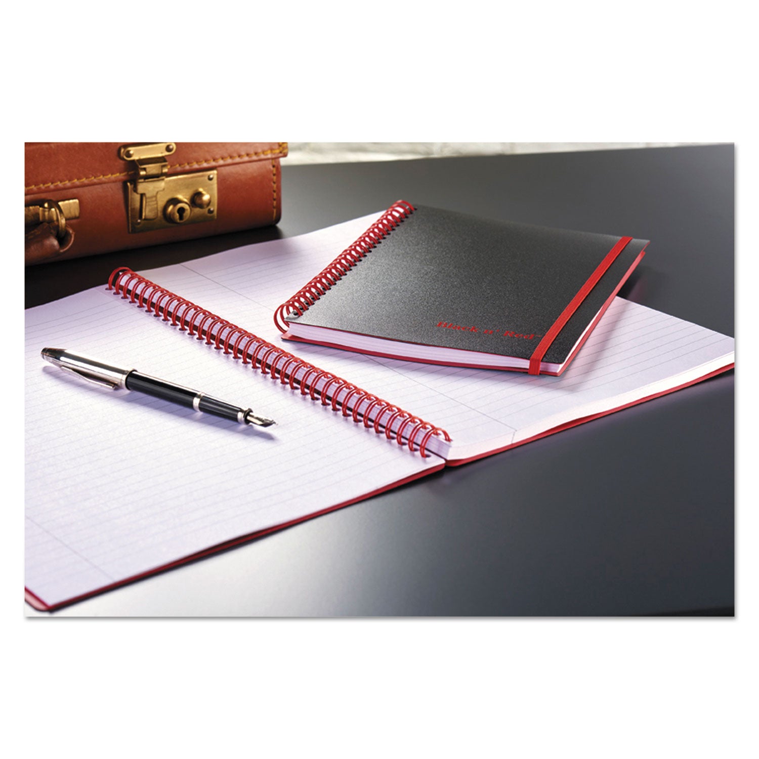 70 Sheets - Double Wire Spiral - Ruled Margin - 24 lb Basis Weight - Letter - 8 1/2" x 11" Sheet Size - White Paper - Red Binding - Black Polypropylene Cover - Wipe-clean Cover, Micro Perforated, Strap - 1 Each