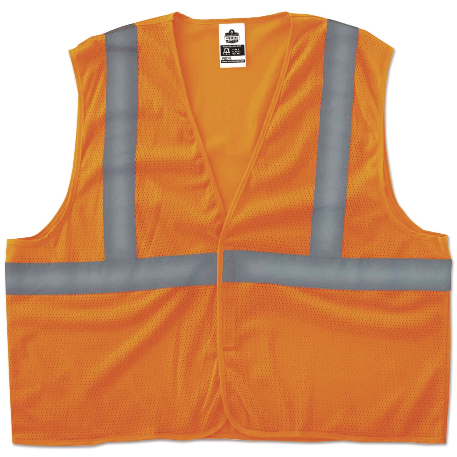Ergodyne 8205HL Super Econo Mesh Vest, 4XL/5XL, Hook & Loop Closure, Polyester Mesh, Orange, Lightweight, High Visibility, Reflective, 1 Each
