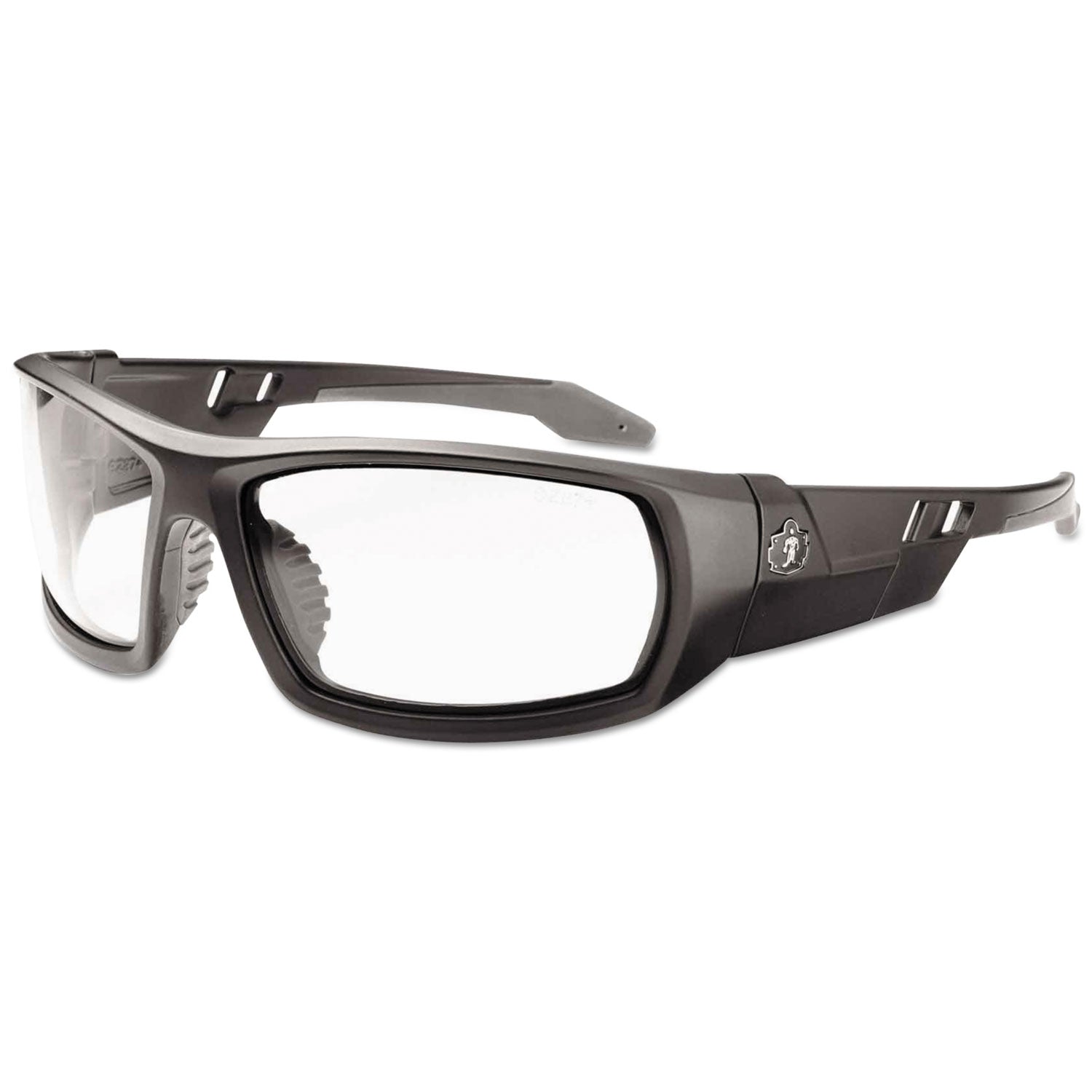 Ergodyne Skullerz Odin Clear Lens Safety Glasses, Matte Black Frame, Scratch & Impact Resistant, Anti-glare, Non-slip, 1 Each