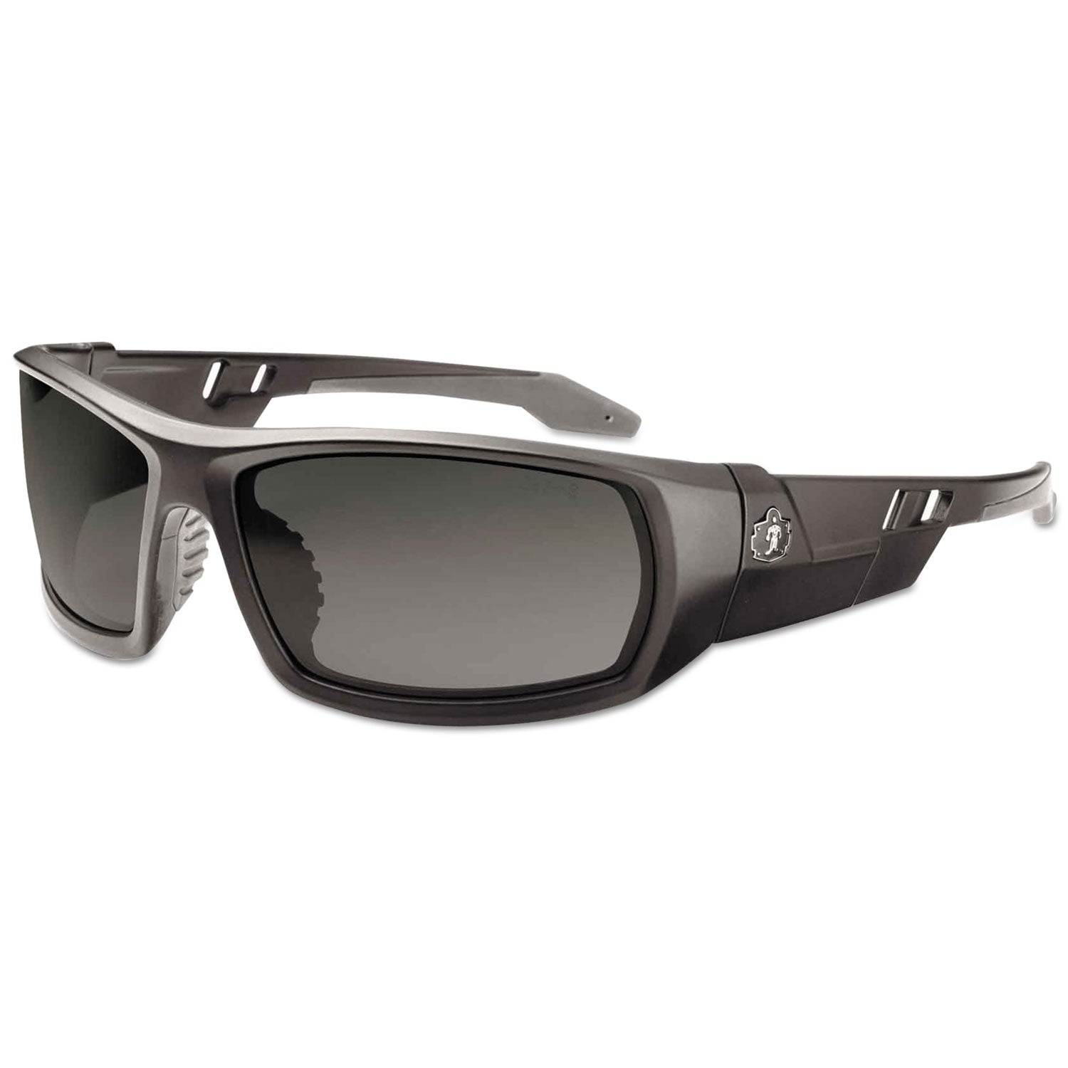 Ergodyne Skullerz Odin Smoke Lens Safety Glasses, Matte Black Frame, Scratch & Impact Resistant, Anti-glare, Non-slip, 1 Each
