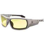 Ergodyne Skullerz Odin Safety Glasses, Yellow Lens, Matte Gray Frame, Scratch & Impact Resistant, Anti-glare, Non-slip, 1 Each