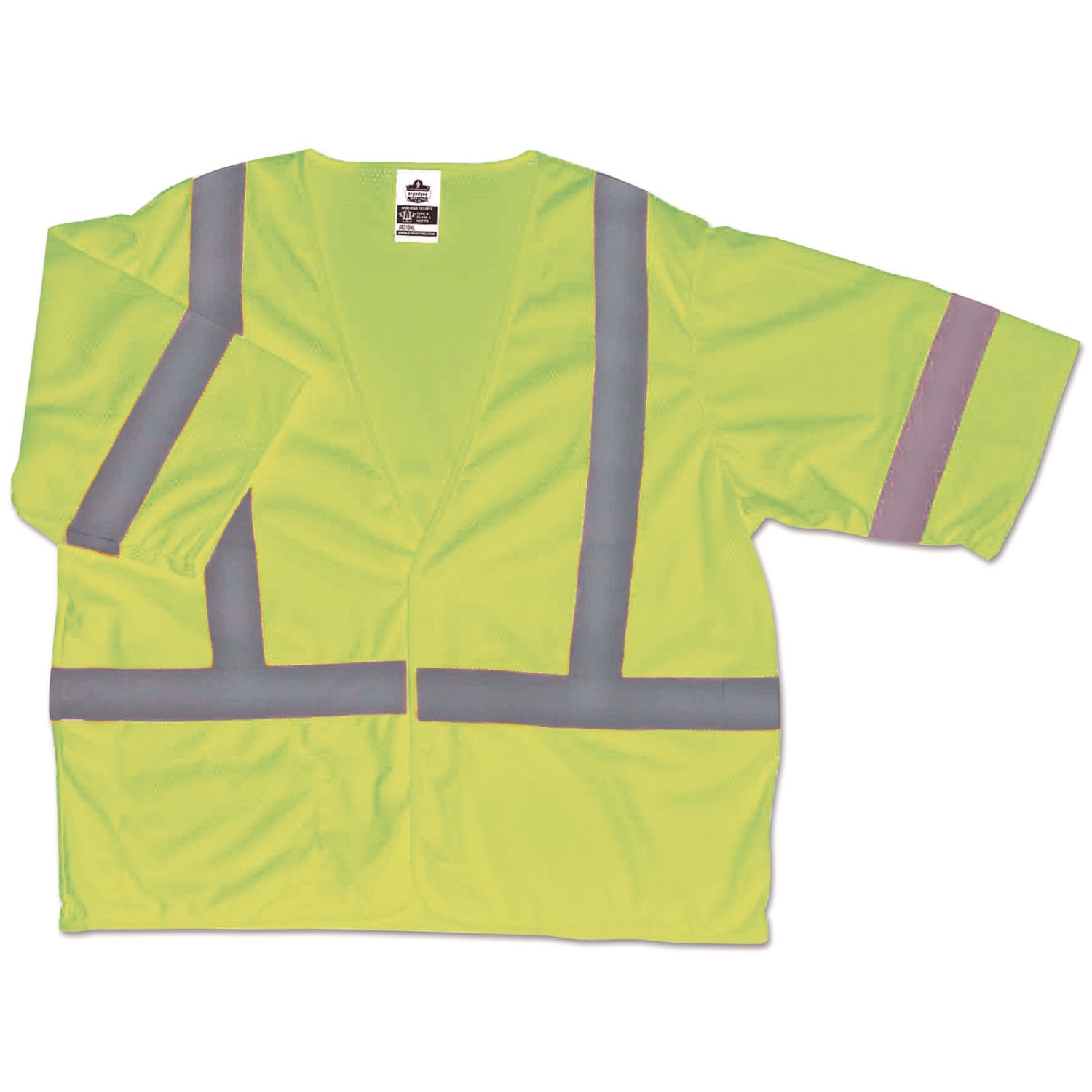 Ergodyne Class 3 Lime Economy Vest, Small/Medium, Reflective, Machine Washable, Lightweight, Pocket, Hook & Loop Closure, 1 Each