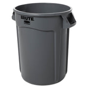 Rubbermaid Commercial Brute 32-Gallon Vented Container - 32 gal Capacity - Round - Handle, Heavy Duty, Reinforced, UV Coated, Damage Resistant, Warp Resistant, Tear Resistant, Crush Resistant - 27.3" Height x 21.9" Diameter - Plastic - Gray - 1 Each