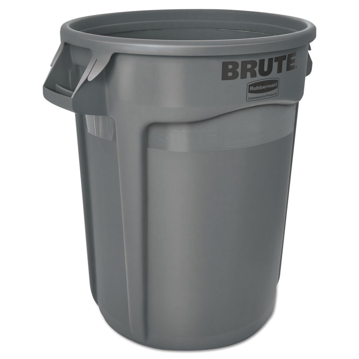 Rubbermaid Commercial Brute 32-Gallon Vented Container - 32 gal Capacity - Round - Handle, Heavy Duty, Reinforced, UV Coated, Damage Resistant, Warp Resistant, Tear Resistant, Crush Resistant - 27.3" Height x 21.9" Diameter - Plastic - Gray - 1 Each