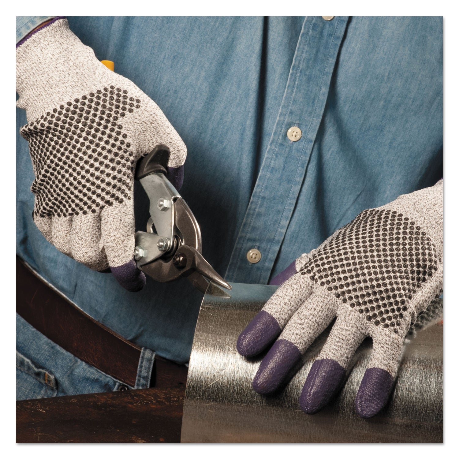 G60 Purple Nitrile Gloves, 240mm Length, Large/Size 9, Black/White, 12 Pairs/Carton