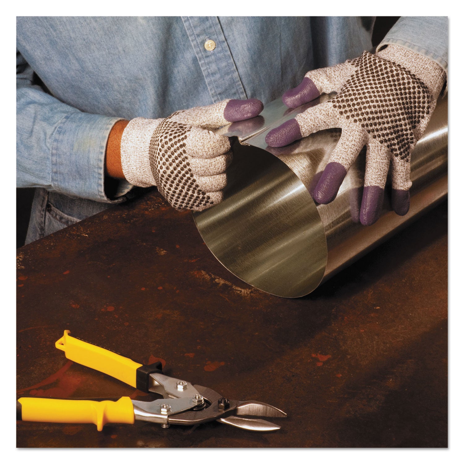 G60 Purple Nitrile Gloves, 240mm Length, Large/Size 9, Black/White, 12 Pairs/Carton
