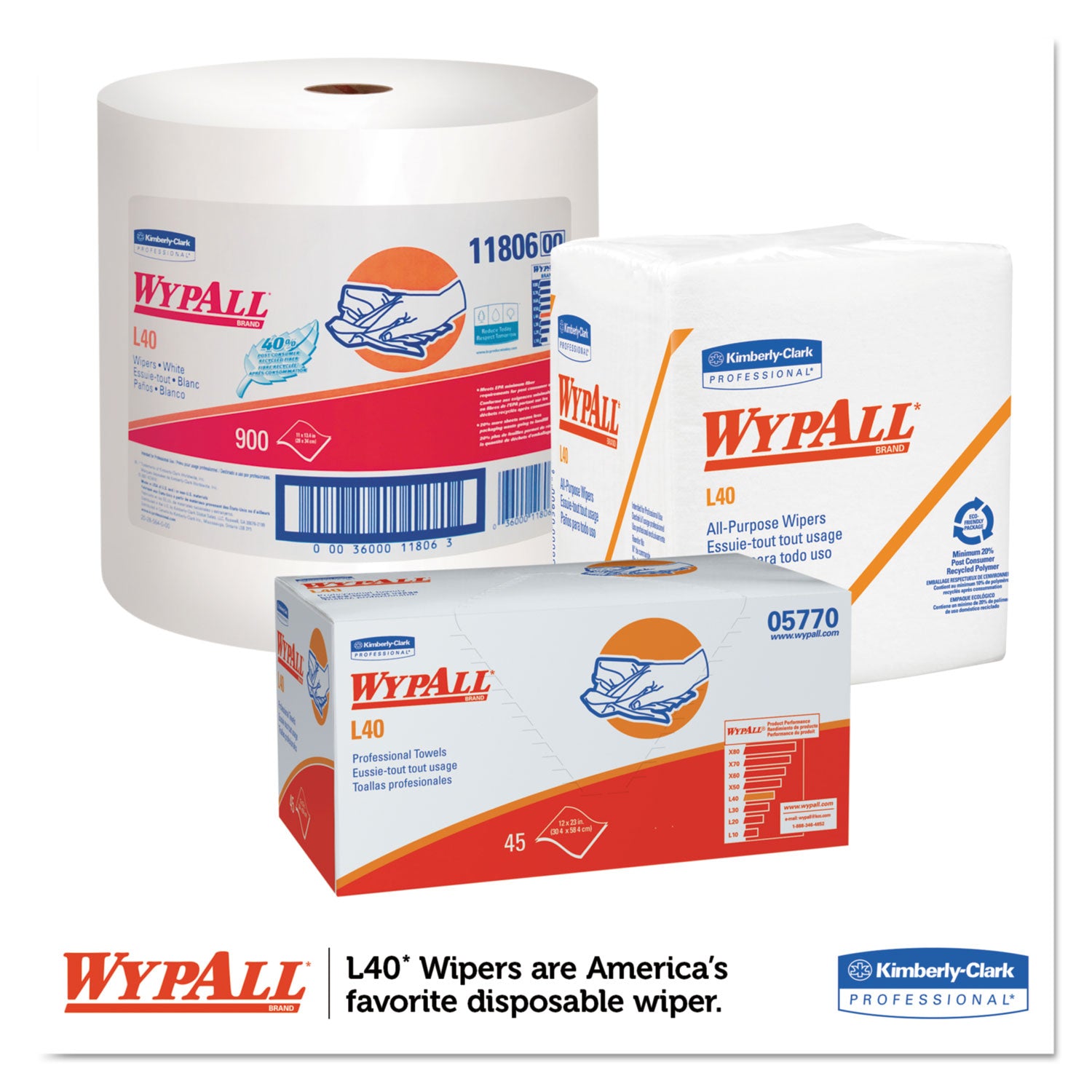 Wypall Power Clean L40 Extra Absorbent Towels - 19.50" Width x 42" Length - 200 Sheets/Roll - White, Blue - Hydroknit - 1 Carton