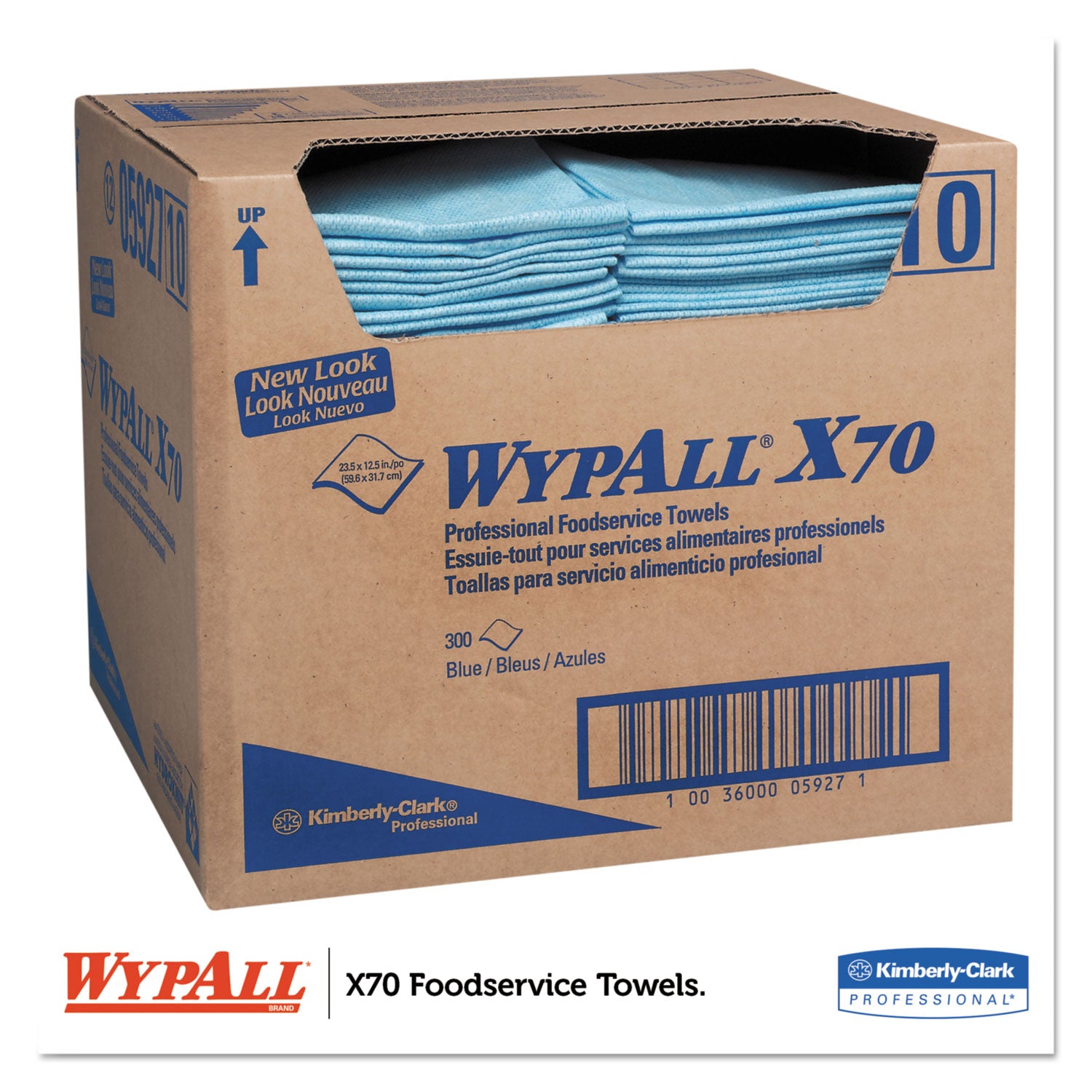 Quarter-fold - 12.50" Width x 23.50" Length - Blue - Hydroknit - 300 / Carton