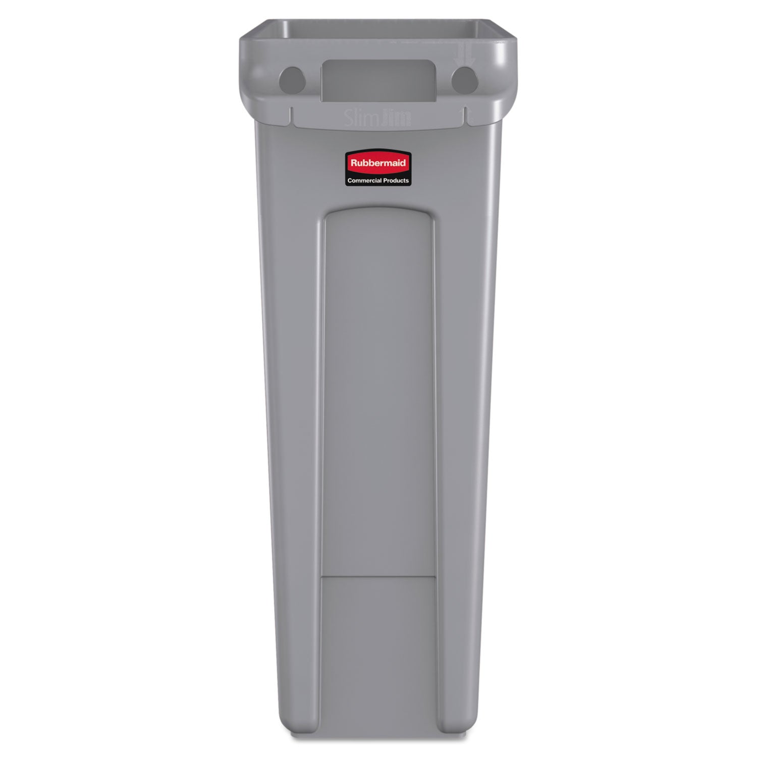 Rubbermaid Commercial Slim Jim 23-Gallon Vented Waste Container - 23 gal Capacity - Rectangular - Durable, Handle - 30" Height x 11" Width x 22" Depth - Gray - 1 Each