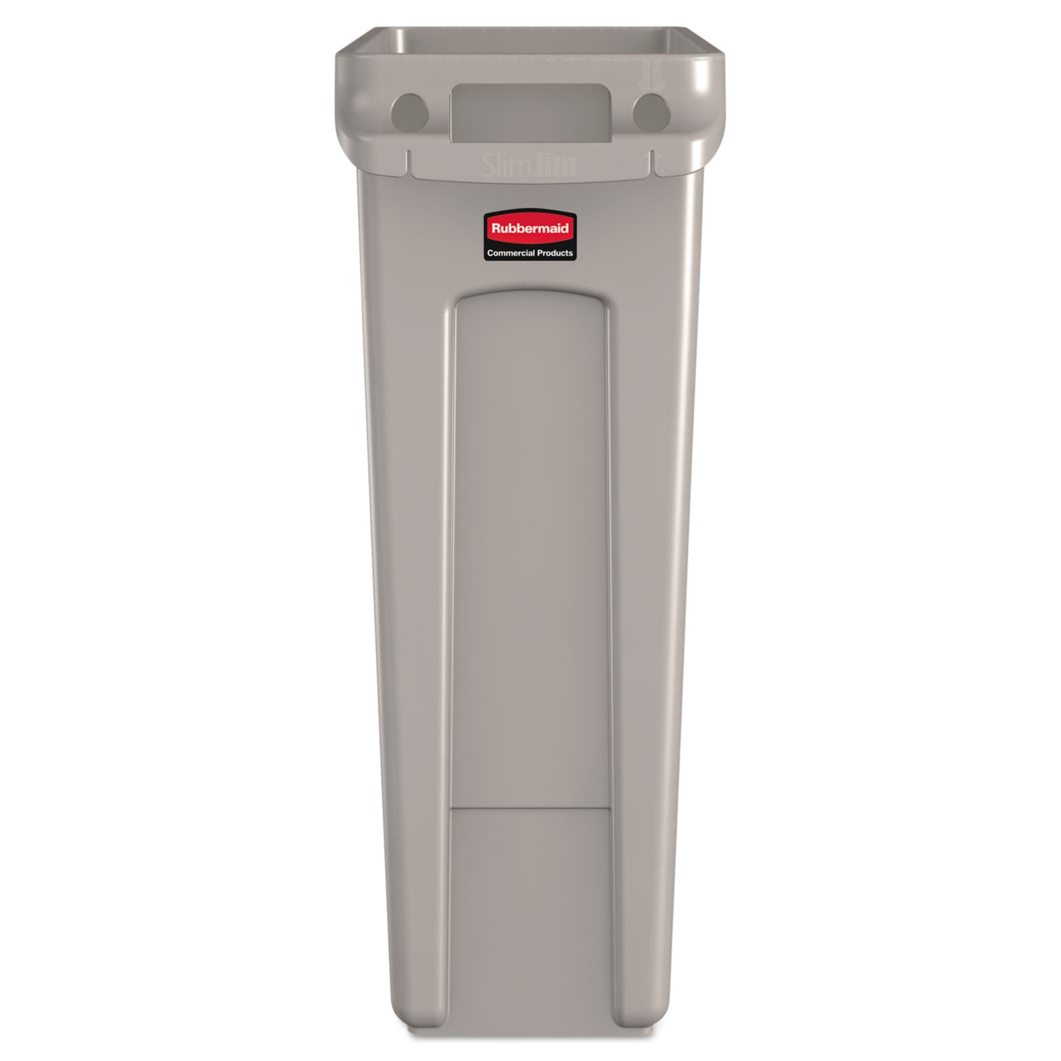 Rubbermaid Commercial Slim Jim 23-Gallon Vented Waste Container - 23 gal Capacity - Rectangular - Durable, Handle - 30" Height x 11" Width x 22" Depth - Beige - 1 Each