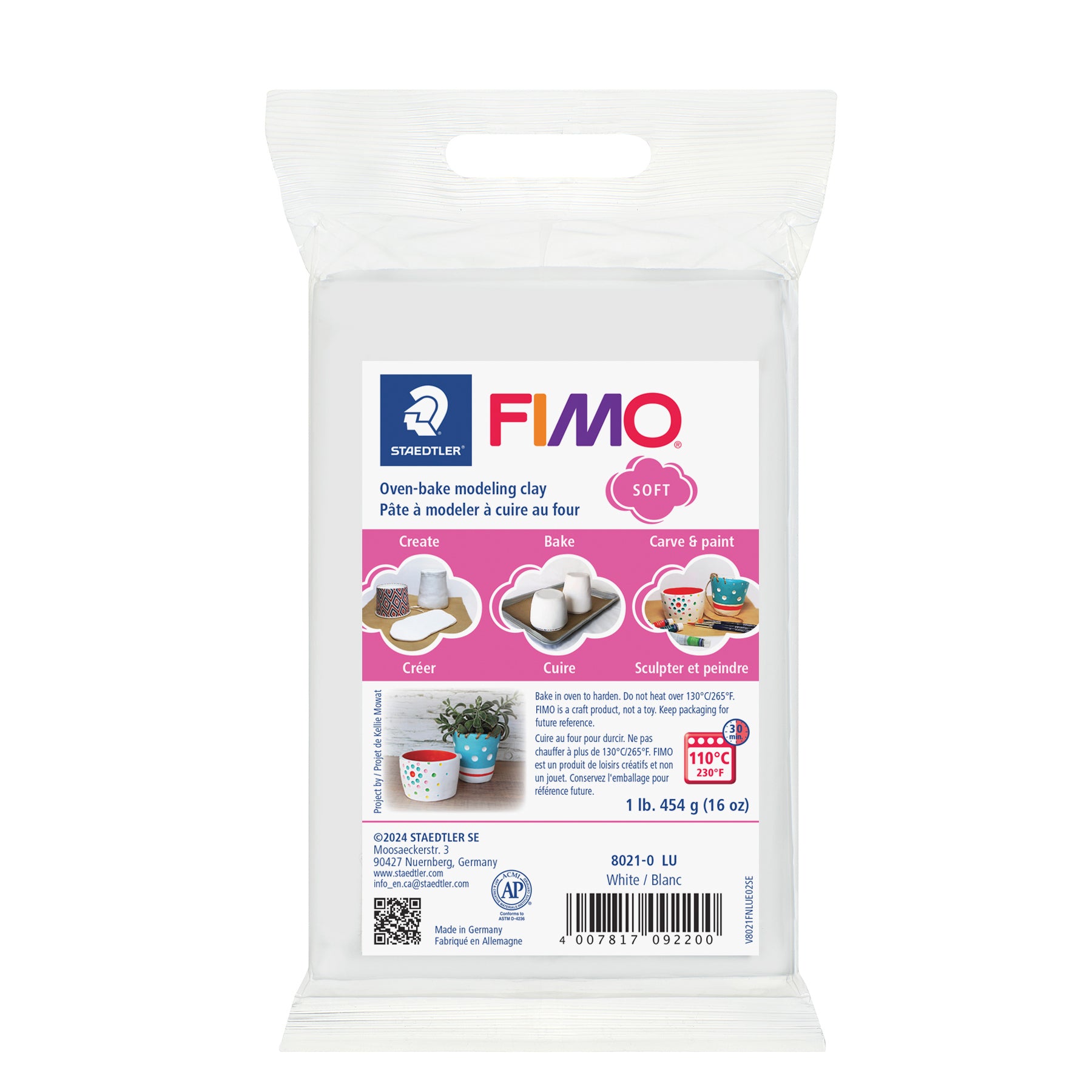 FIMO® Soft Modeling Clay, 1 lb (454 g) Block, White