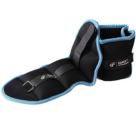 Day 1 Fitness Ankle Weight Pair 3.0 LBS  Set of 2 with Adjustable Velcro Straps - Breathable  Moisture Absorbent Weight Straps for Men and Women - Com