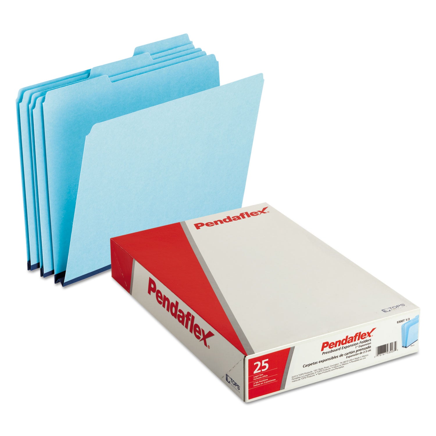 Pendaflex 1/3 Tab Cut Legal Recycled Top Tab File Folder - 8 1/2" x 14" - 1" Expansion - Top Tab Location - Assorted Tab Position - 25 pt. - Pressboard, Tyvek - Blue - Reinforced Gusset, Heavy Duty - 65% Recycled - 25 / Box