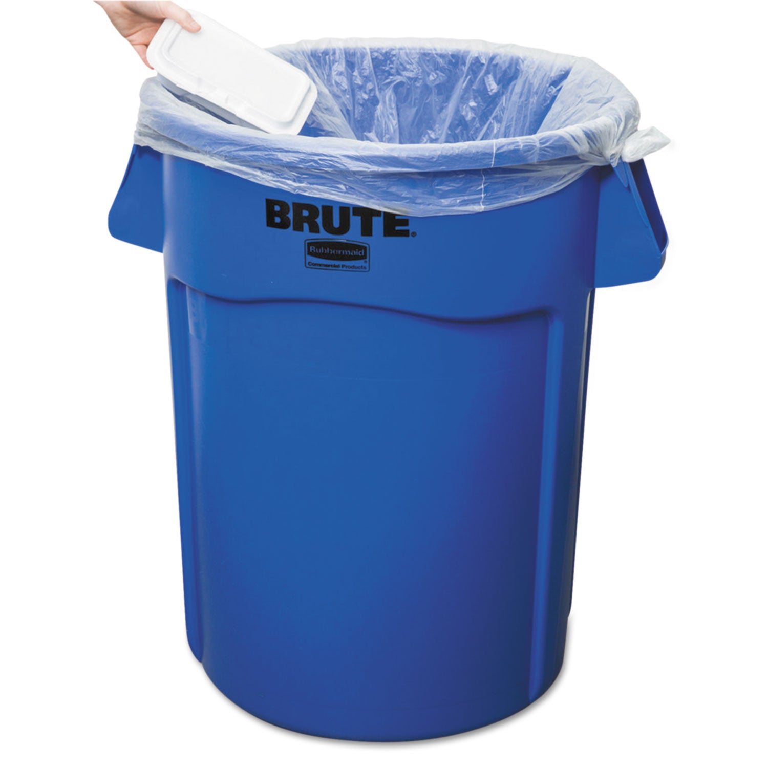 Rubbermaid Commercial Brute 44-Gallon Vented Utility Container - 44 gal Capacity - Round - Handle, Heavy Duty, Reinforced, UV Coated, Damage Resistant, Warp Resistant, Water Resistant - 31.5" Height x 24" Diameter - Plastic - Blue - 1 Each
