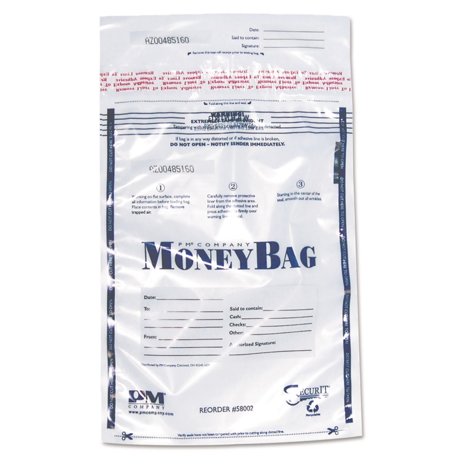 ICONEX SecurIT 9x12 Disposable Deposit Bags - 12" Length x 9" Width - Clear - Plastic - Money - 100 / Pack