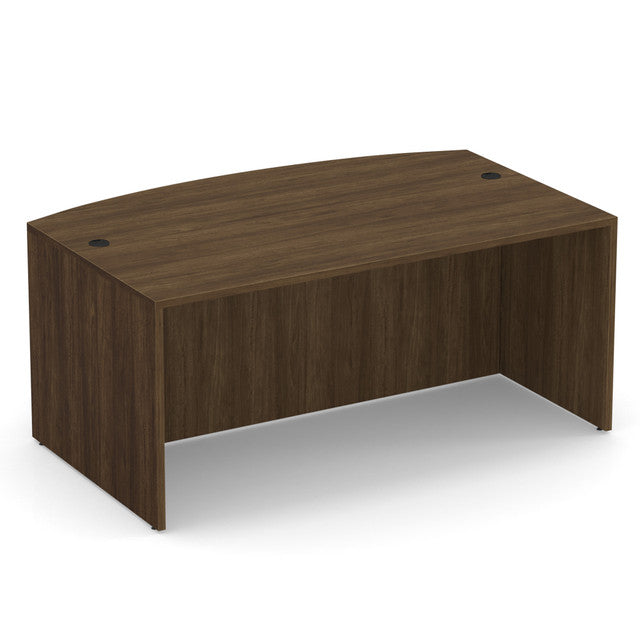 OfficeSource Laminate 71"W Bow Front Desk Shell - Modern Walnut