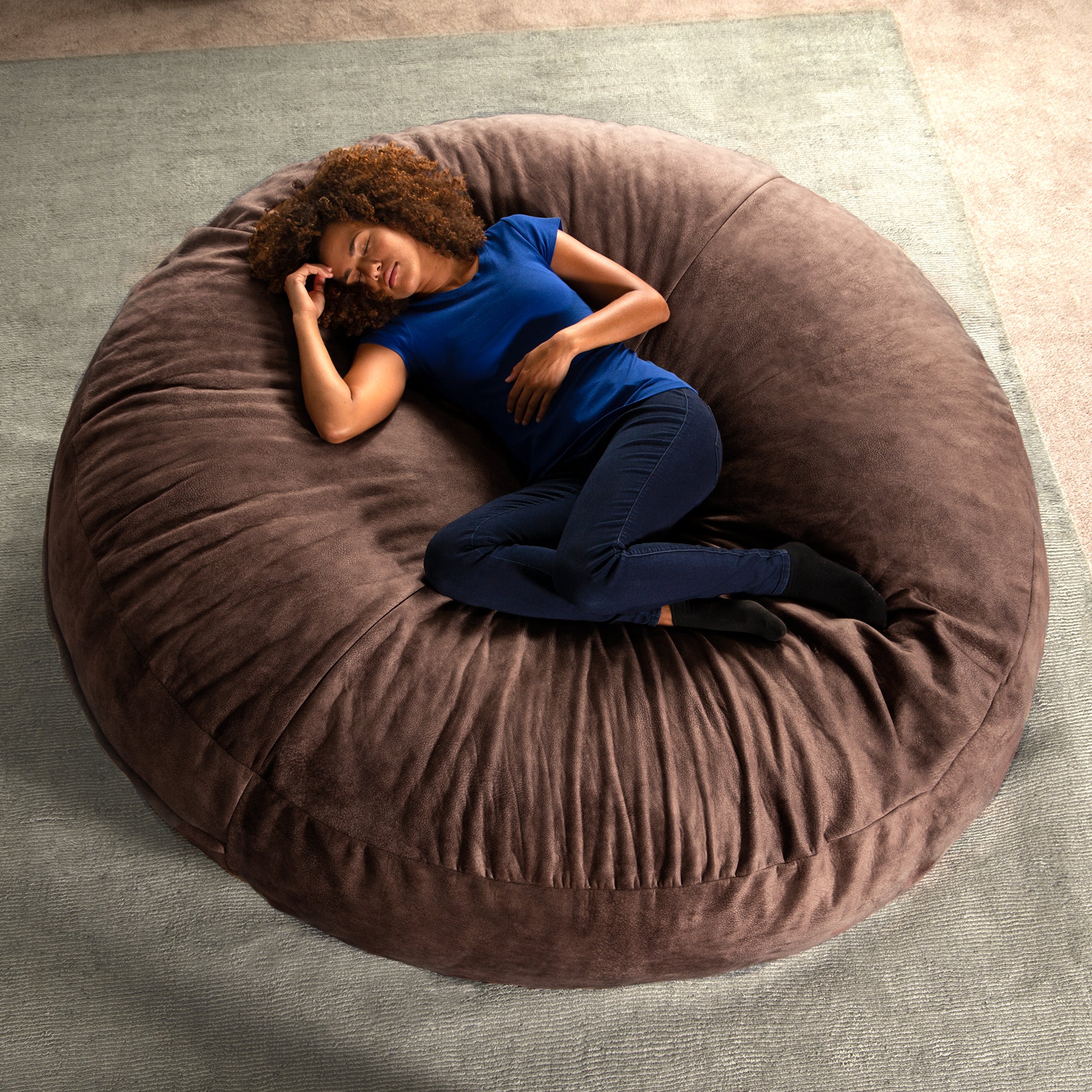 Jaxx 6 Foot Cocoon - 2-in-1 Convertible Bean Bag Bed & Large Bean Bag Chair for Adults, Chestnut