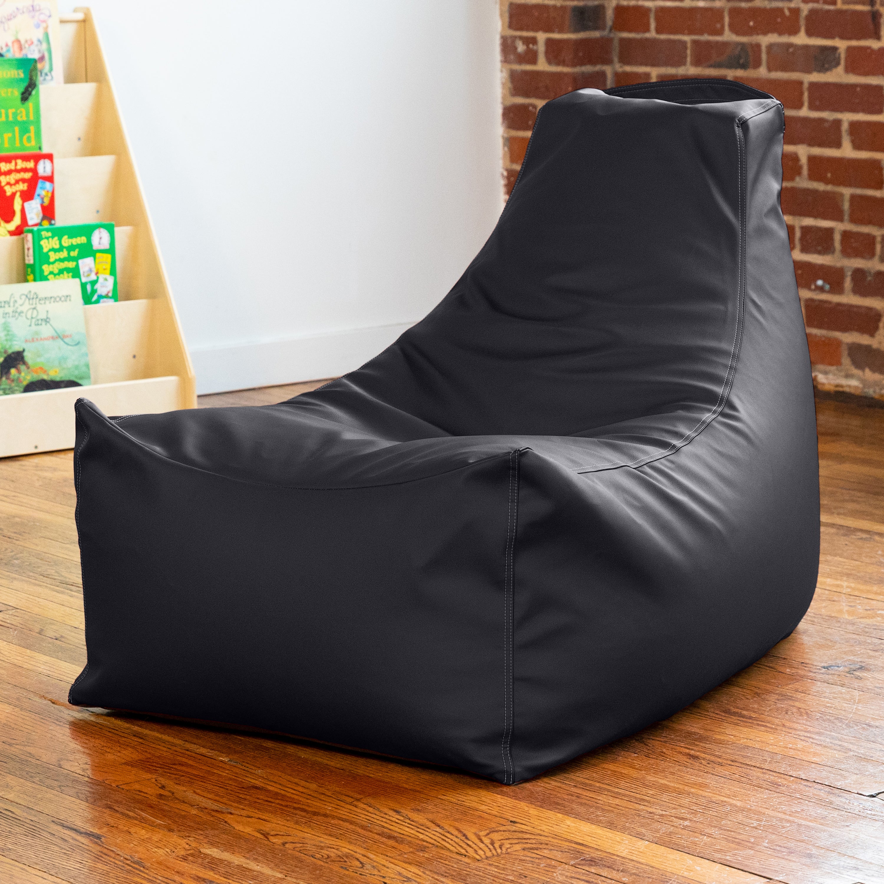 Jaxx Pezzi Premium Vinyl Classroom Bean Bag Chair, Black