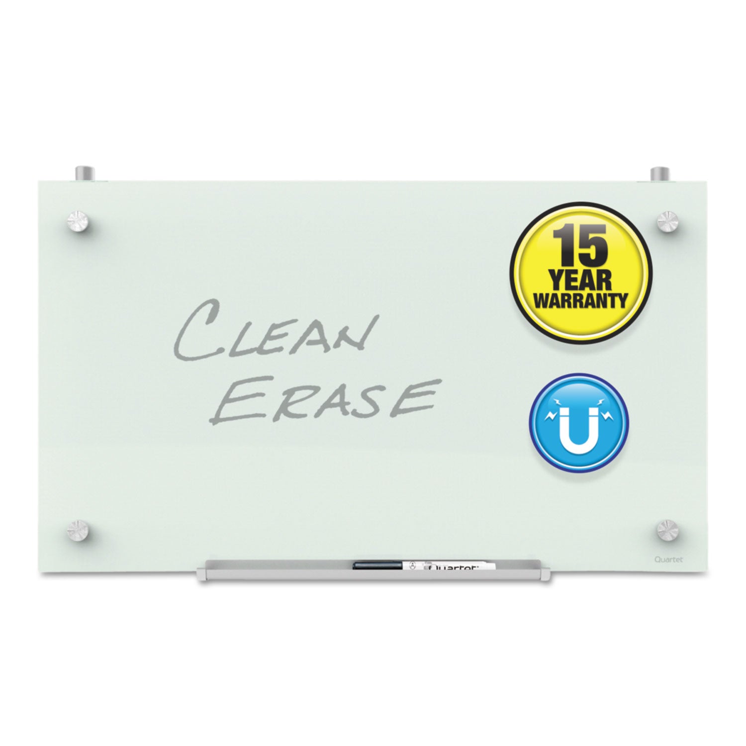 30" (2.5 ft) Width x 18" (1.5 ft) Height - White Tempered Glass Surface - Rectangle - Horizontal/Vertical - Magnetic - 1