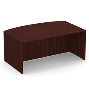 OfficeSource Laminate 71"W Bow Front Desk Shell - Mahogany