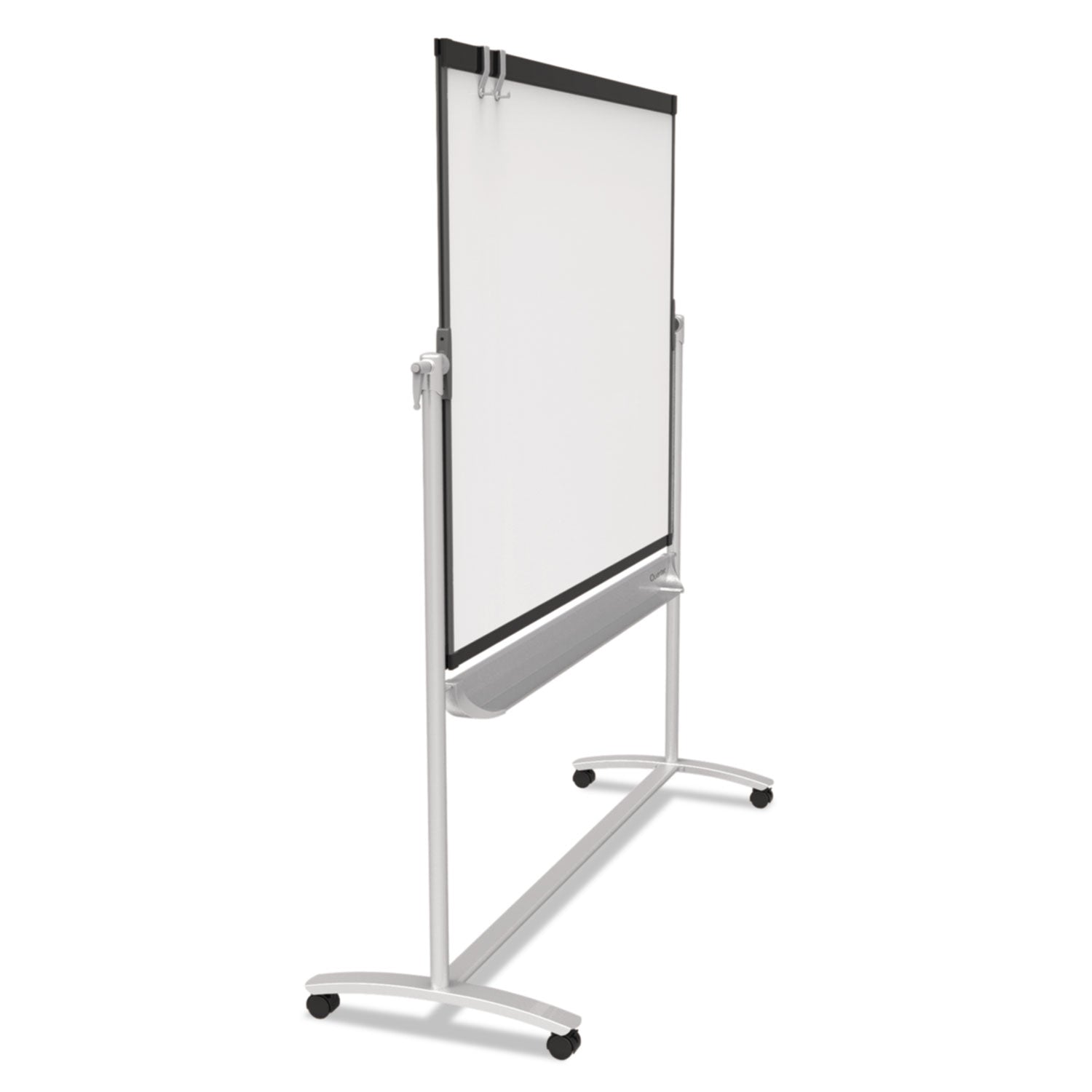Quartet Prestige 2 Mobile Presentation Easel, 72" x 48", White Painted Steel Surface, Graphite Frame, Magnetic, Reversible, Includes Flip Chart Holder, 1 Each