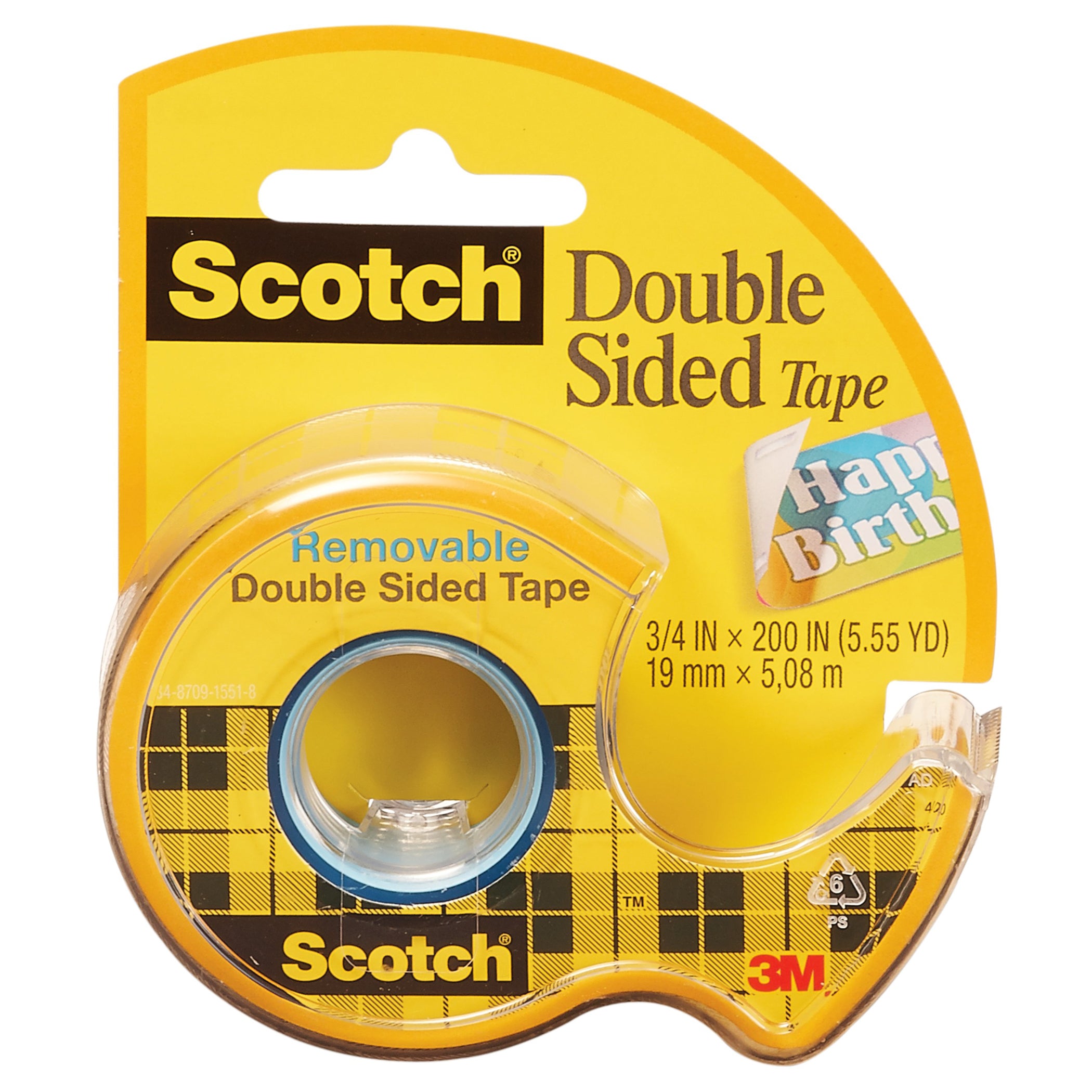 Removable Double Sided Tape, 3/4" x 200"