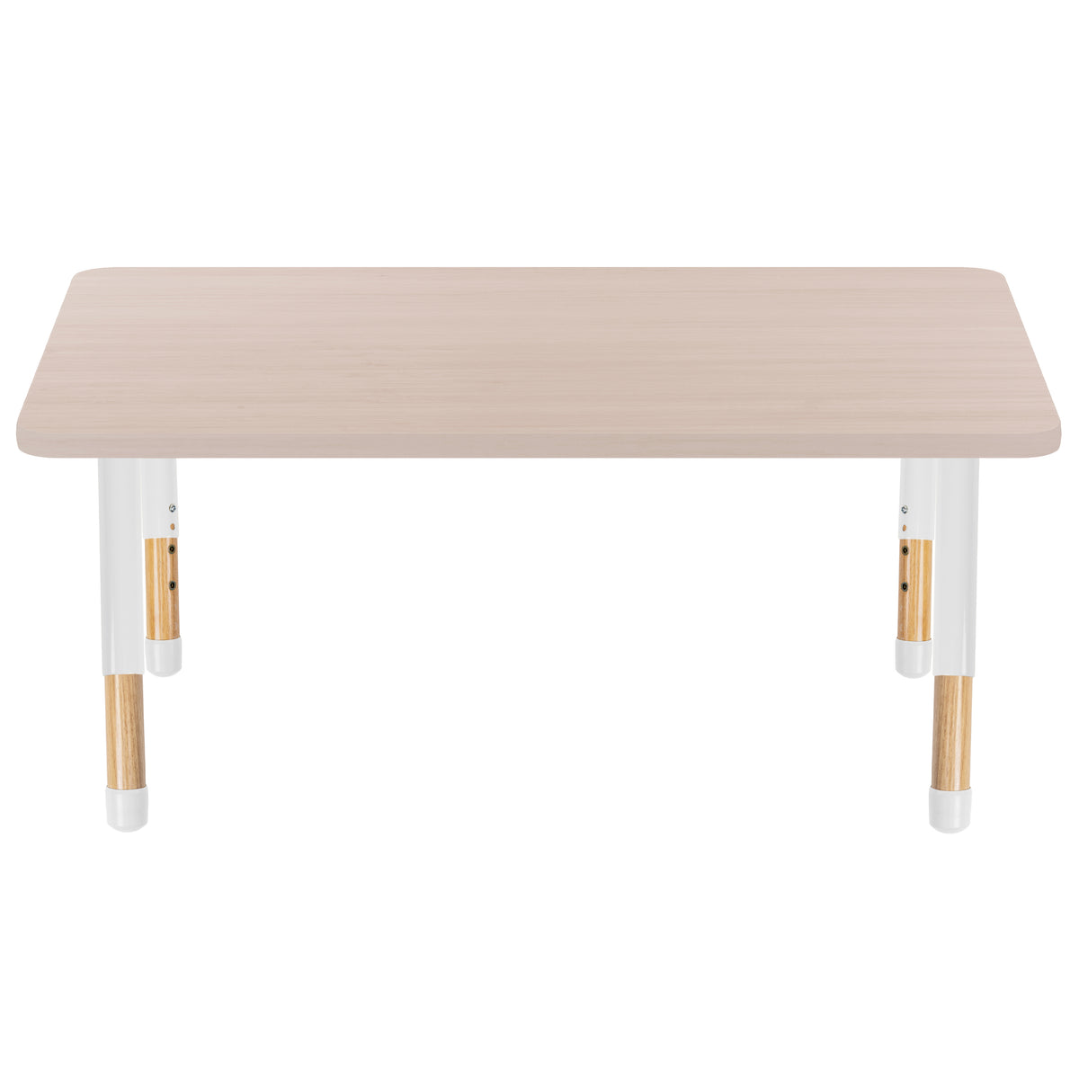30" x 48" Rectangle Thermofused Activity Table with Adjustable Chunky Wood Legs - Asian Sand/White/Natural